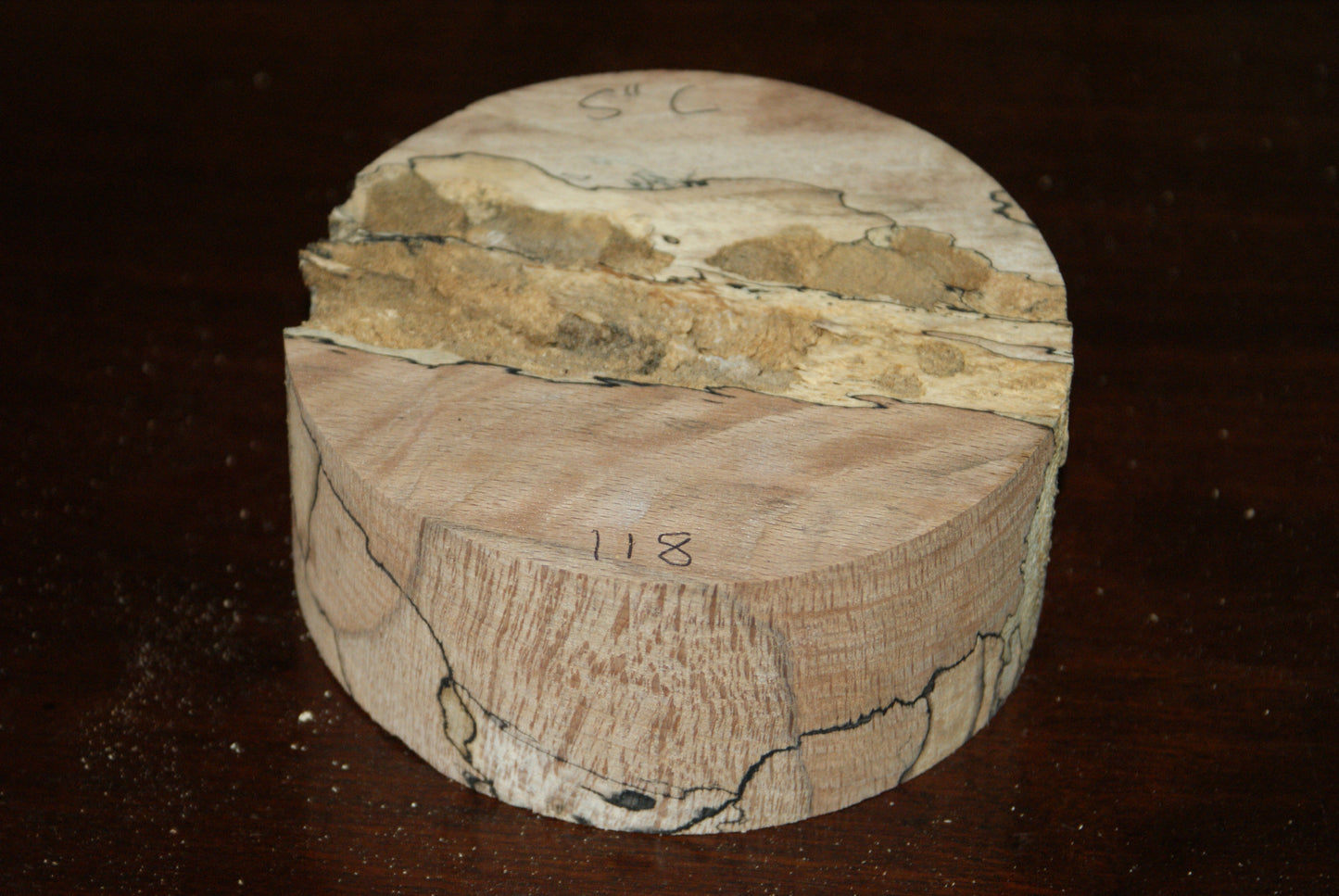C Grade 5 x 2" spalted beech wood turning blank (118)