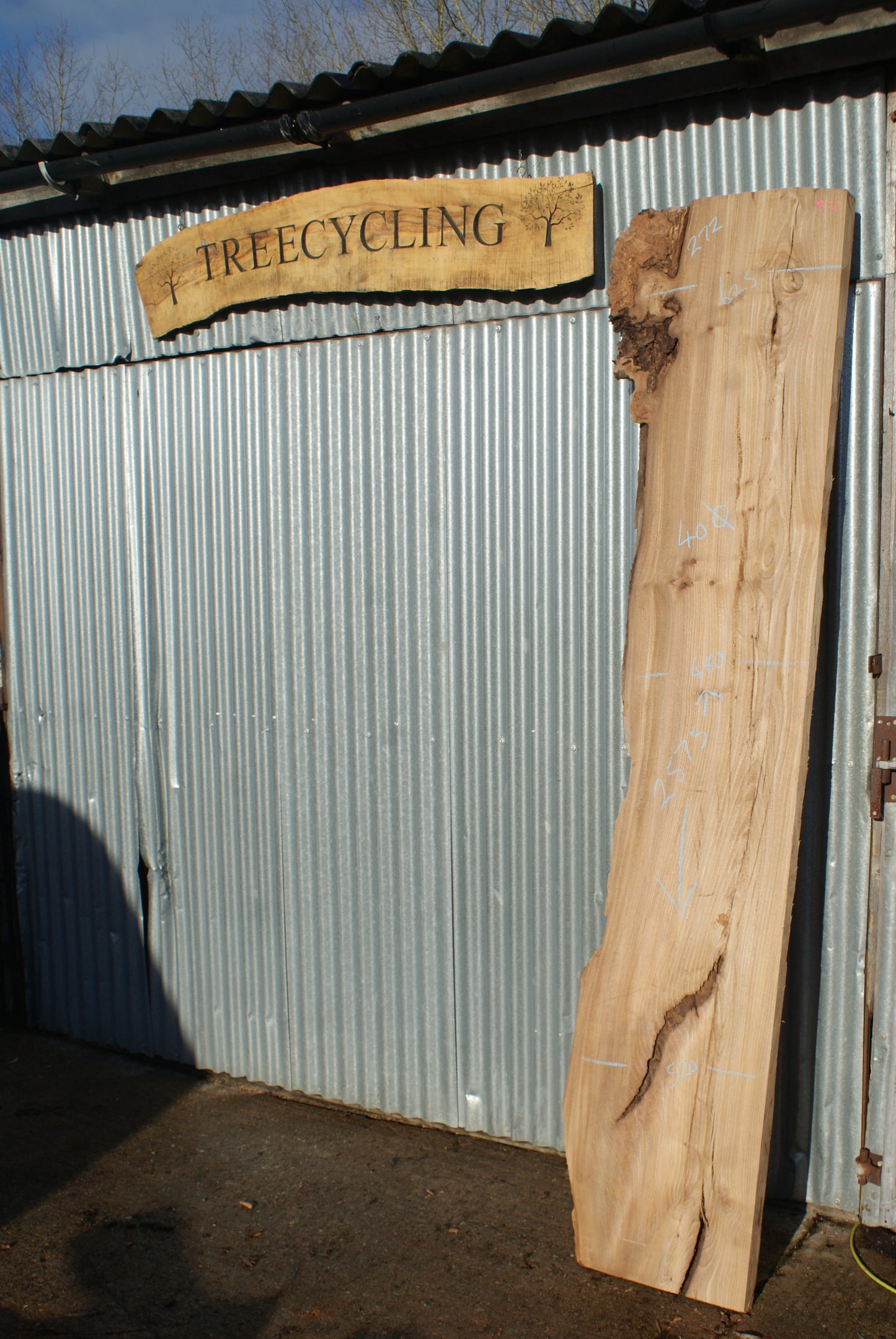 Large Elm Slab Kiln Dried 2575 L x 630 - 450 W x 40 D mm (272)