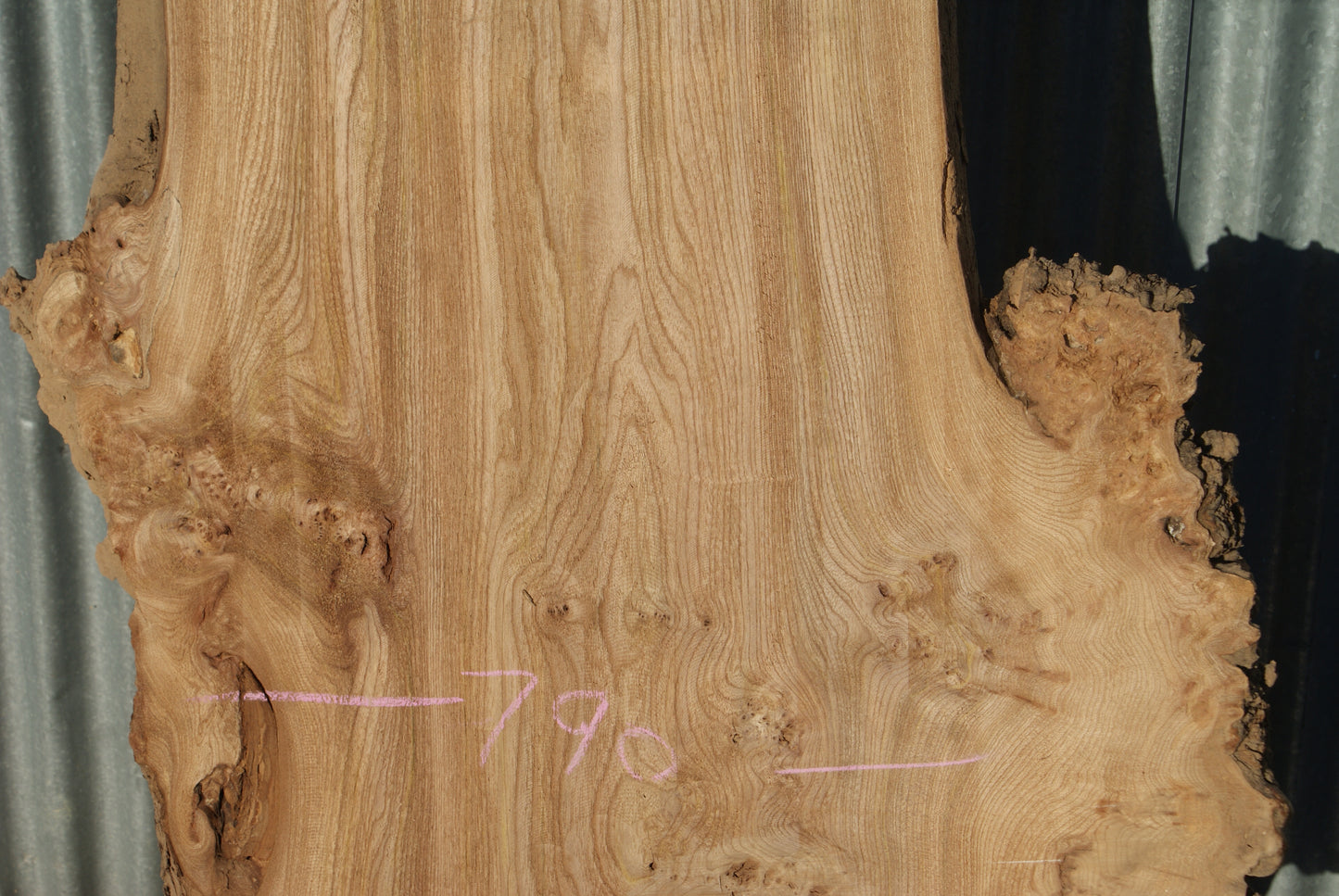 Large Elm Slab Kiln Dried 2630 L x 790 - 430 W x 45 D mm (280)
