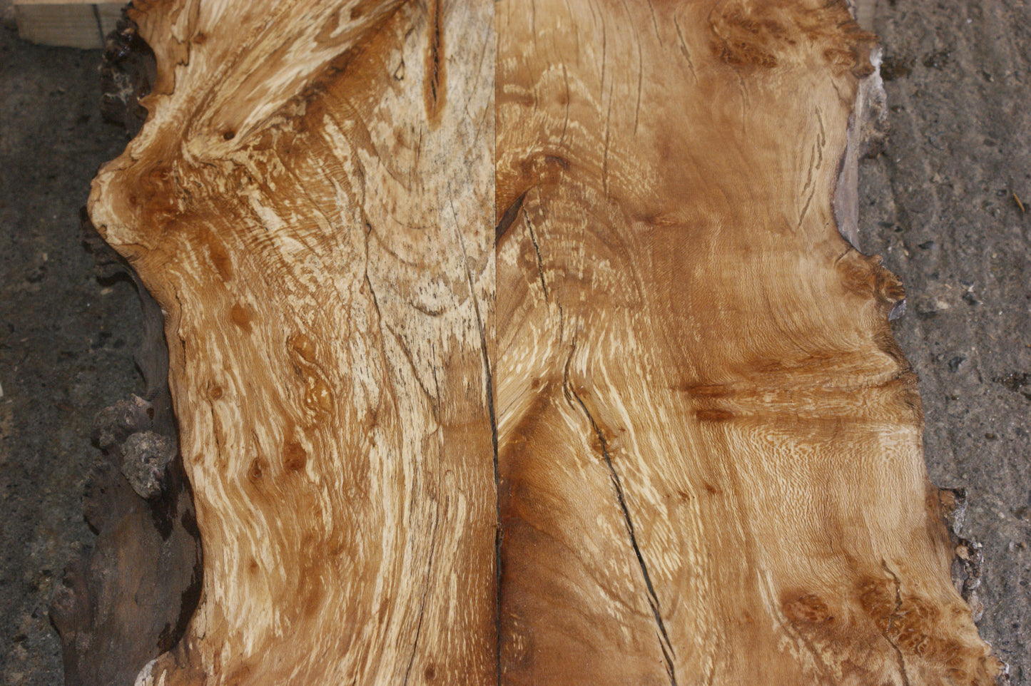 Book matched guitar body, Burr London Plane 1196 L x 485 - 300 W x 50 mm (799)