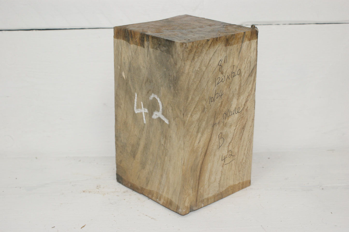 Spalted London Plane 204 x 120 mm cube. B Grade wood turning blank (042)