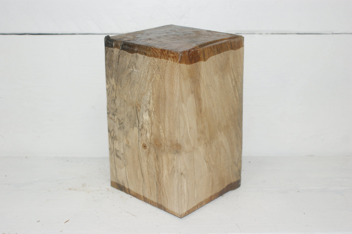 Spalted London Plane 204 x 120 mm cube. B Grade wood turning blank (042)