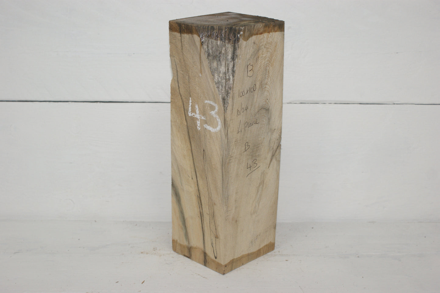 Spalted London Plane 330 x 100 mm cube. B Grade wood turning blank (043)