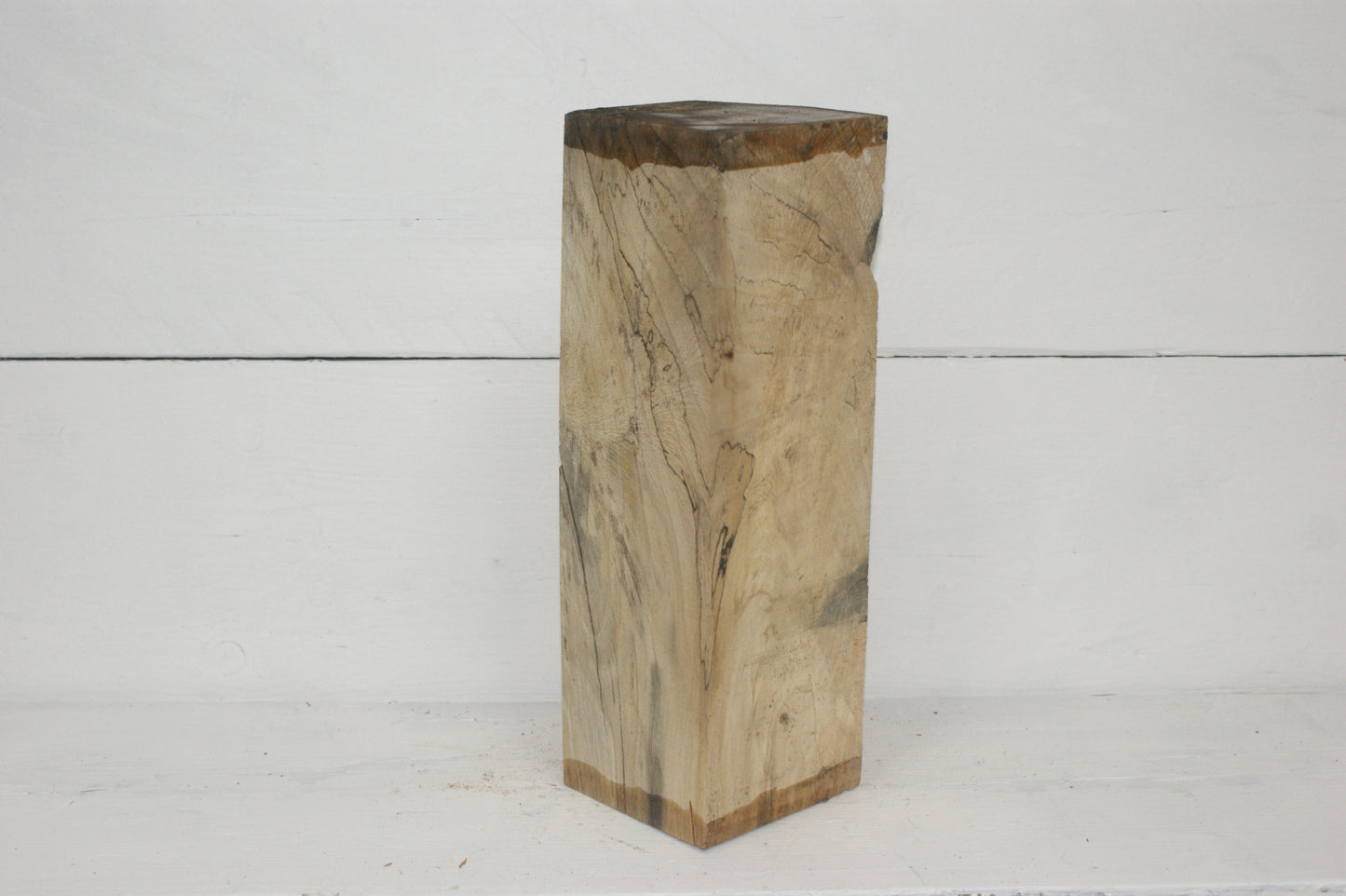 Spalted London Plane 330 x 100 mm cube. B Grade wood turning blank (043)