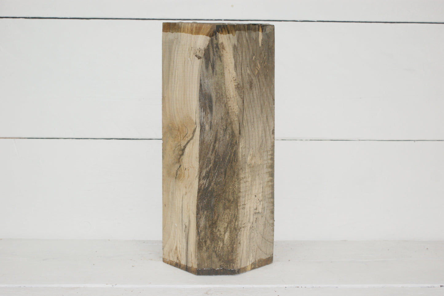 Spalted London Plane 394 x 120 mm cube. B Grade wood turning blank. (046)