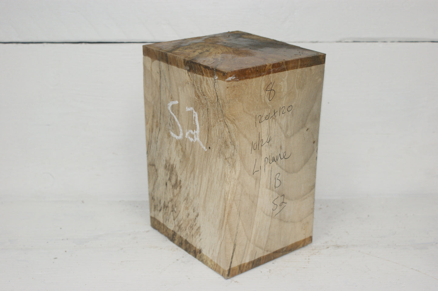 Spalted London Plane 204 x 120 mm cube. B Grade wood turning blank. (052)