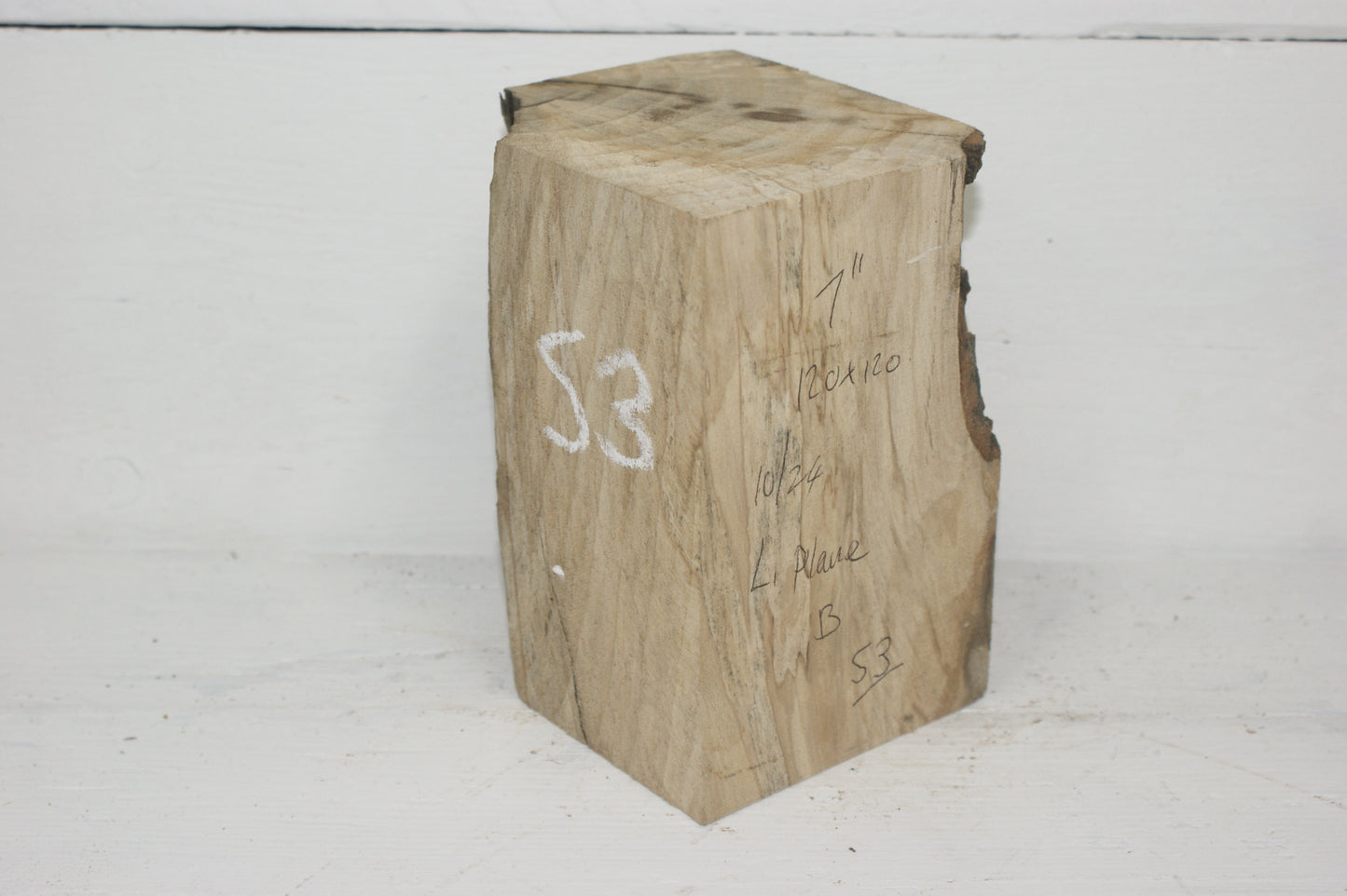 Spalted London Plane 178 x 120 mm cube. B Grade wood turning blank. (053)