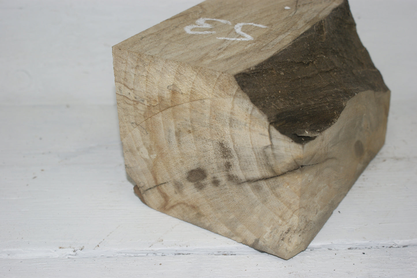 Spalted London Plane 178 x 120 mm cube. B Grade wood turning blank. (053)