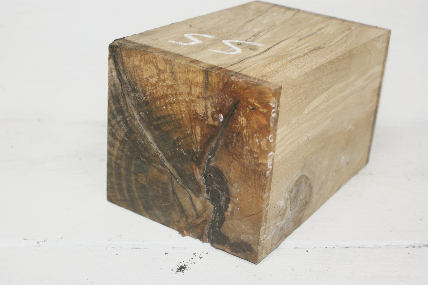 Spalted London Plane 204 x 130 mm cube. C Grade wood turning blank. (055)