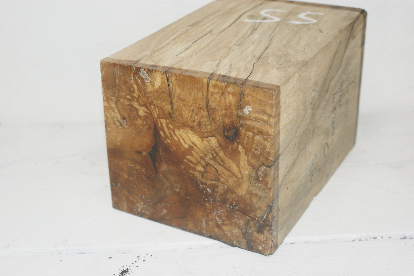 Spalted London Plane 204 x 130 mm cube. C Grade wood turning blank. (055)