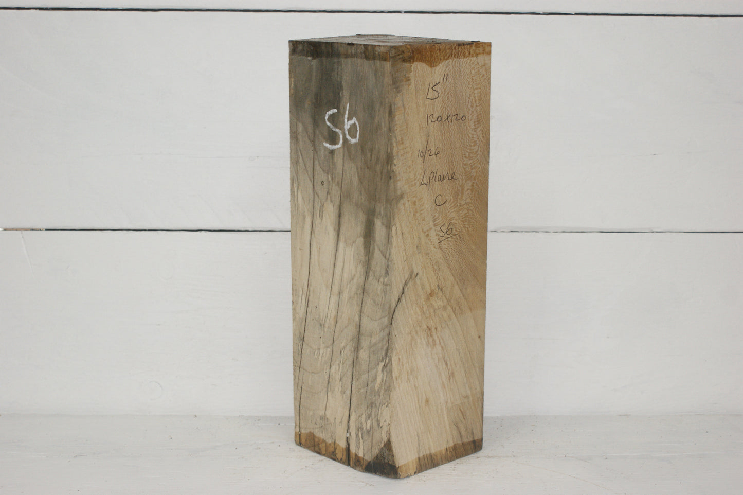 Spalted London Plane 381 x 120 mm cube. C Grade wood turning blank. (056)