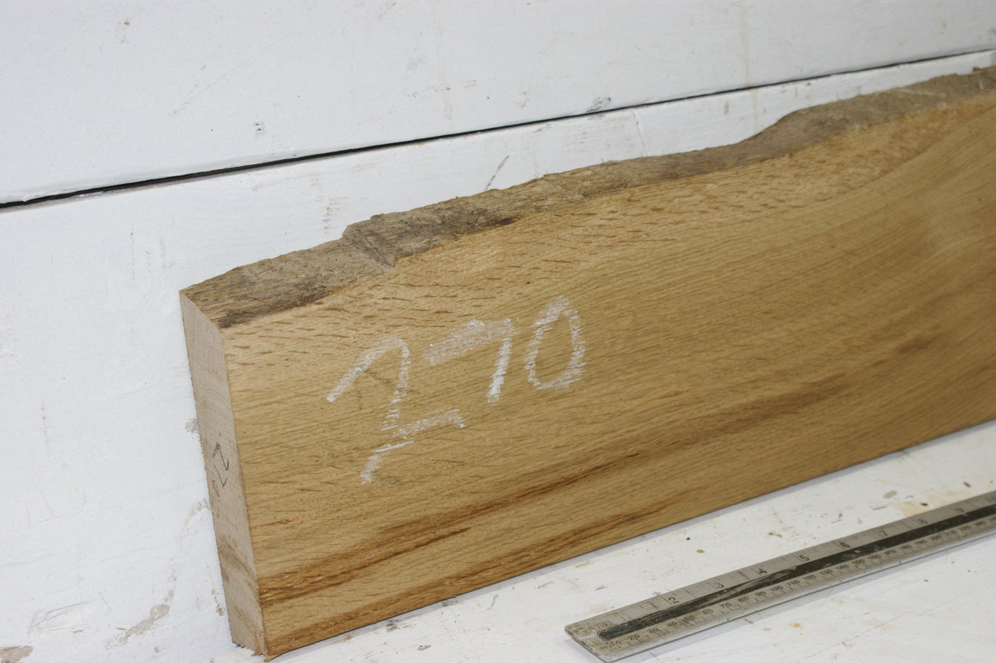 Oak mantle, 1481 L x 189 - 148 W x 31 D (mm) plank, hardwood timber (270)