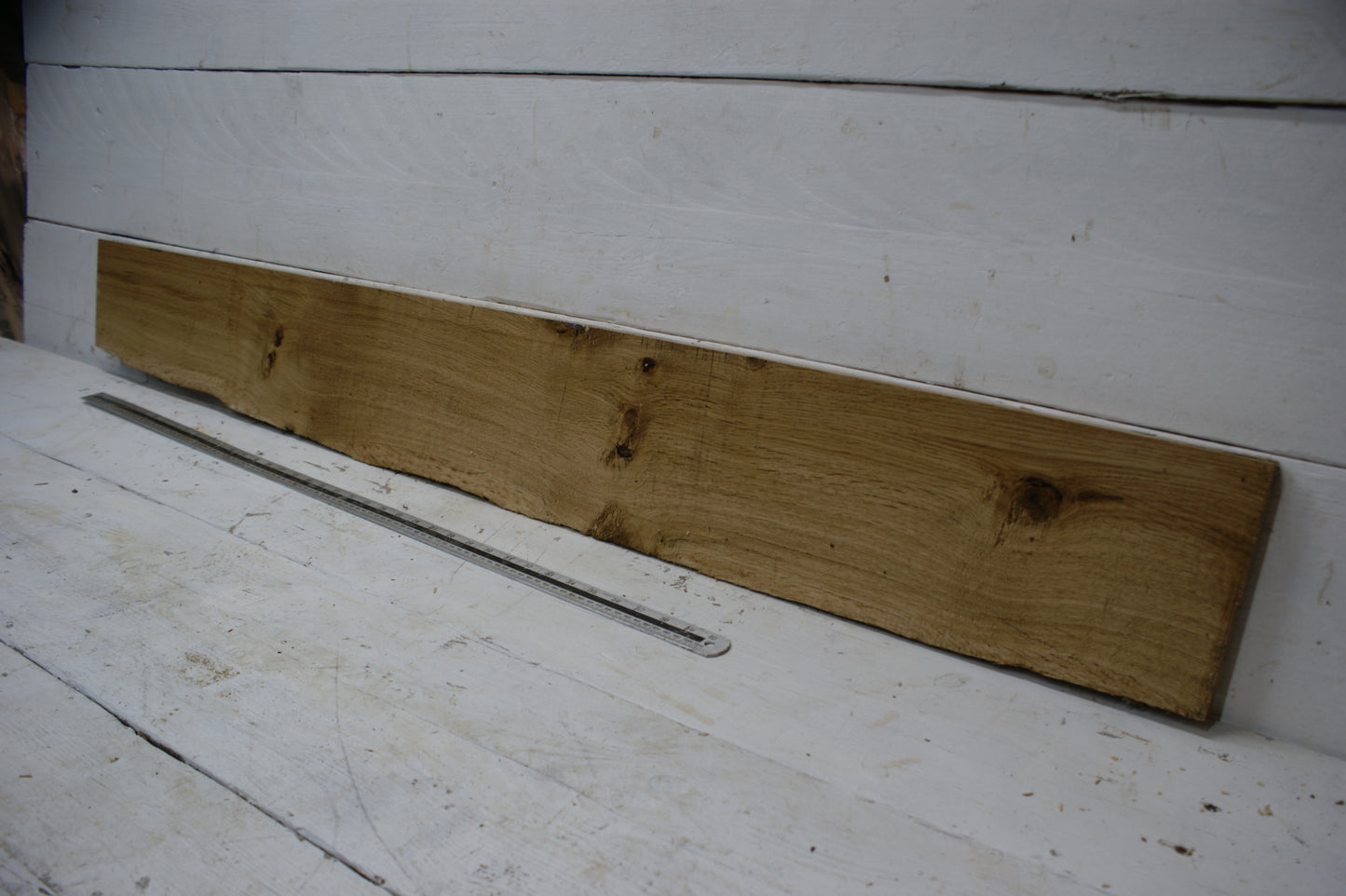 Oak mantle, 1481 L x 189 - 148 W x 31 D (mm) plank, hardwood timber (270)