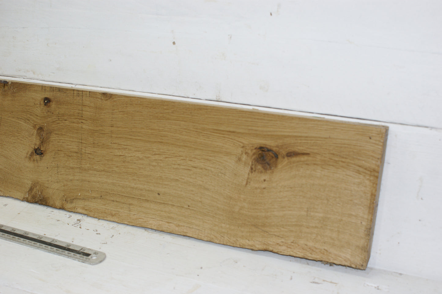 Oak mantle, 1481 L x 189 - 148 W x 31 D (mm) plank, hardwood timber (270)