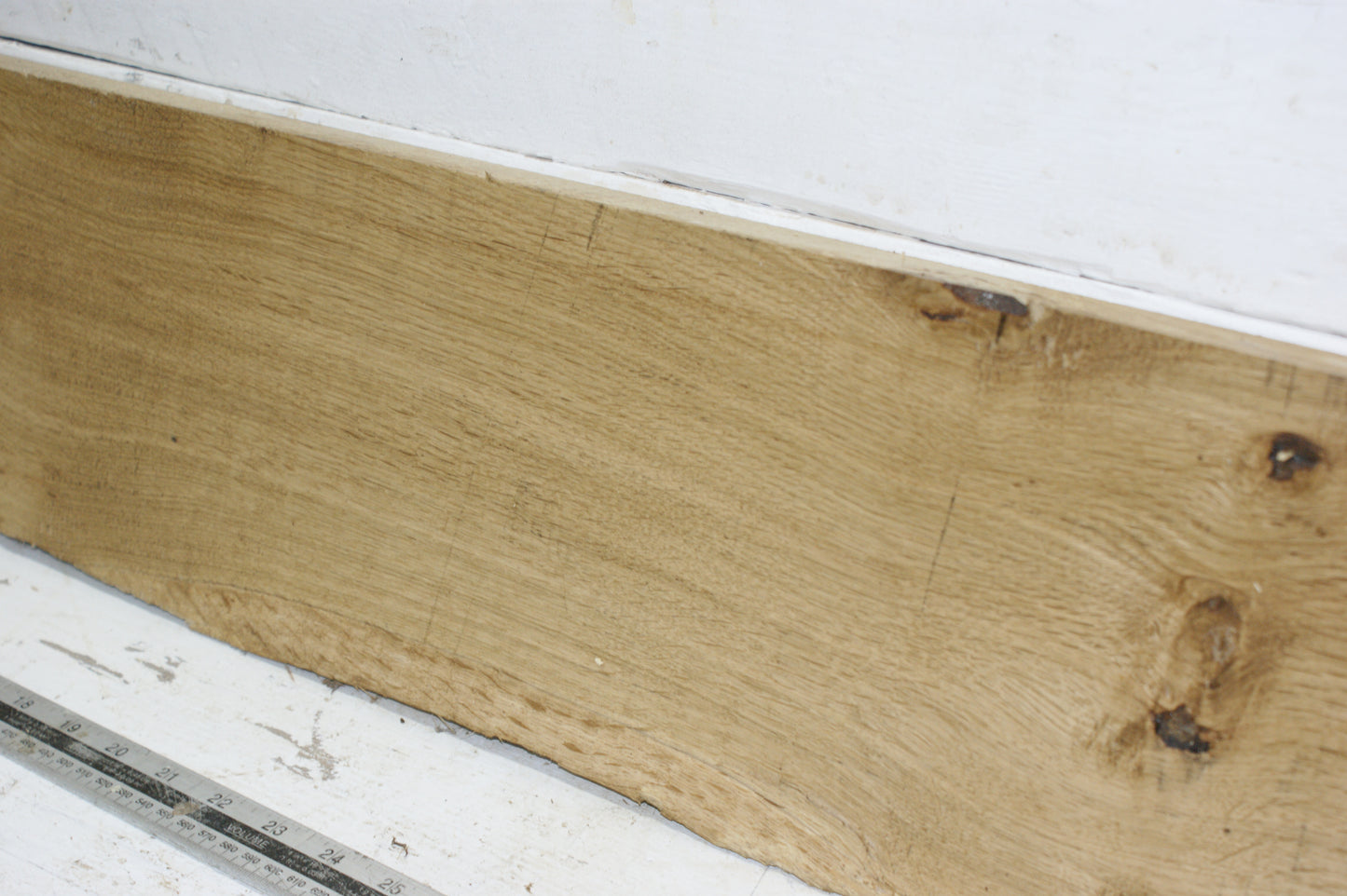Oak mantle, 1481 L x 189 - 148 W x 31 D (mm) plank, hardwood timber (270)