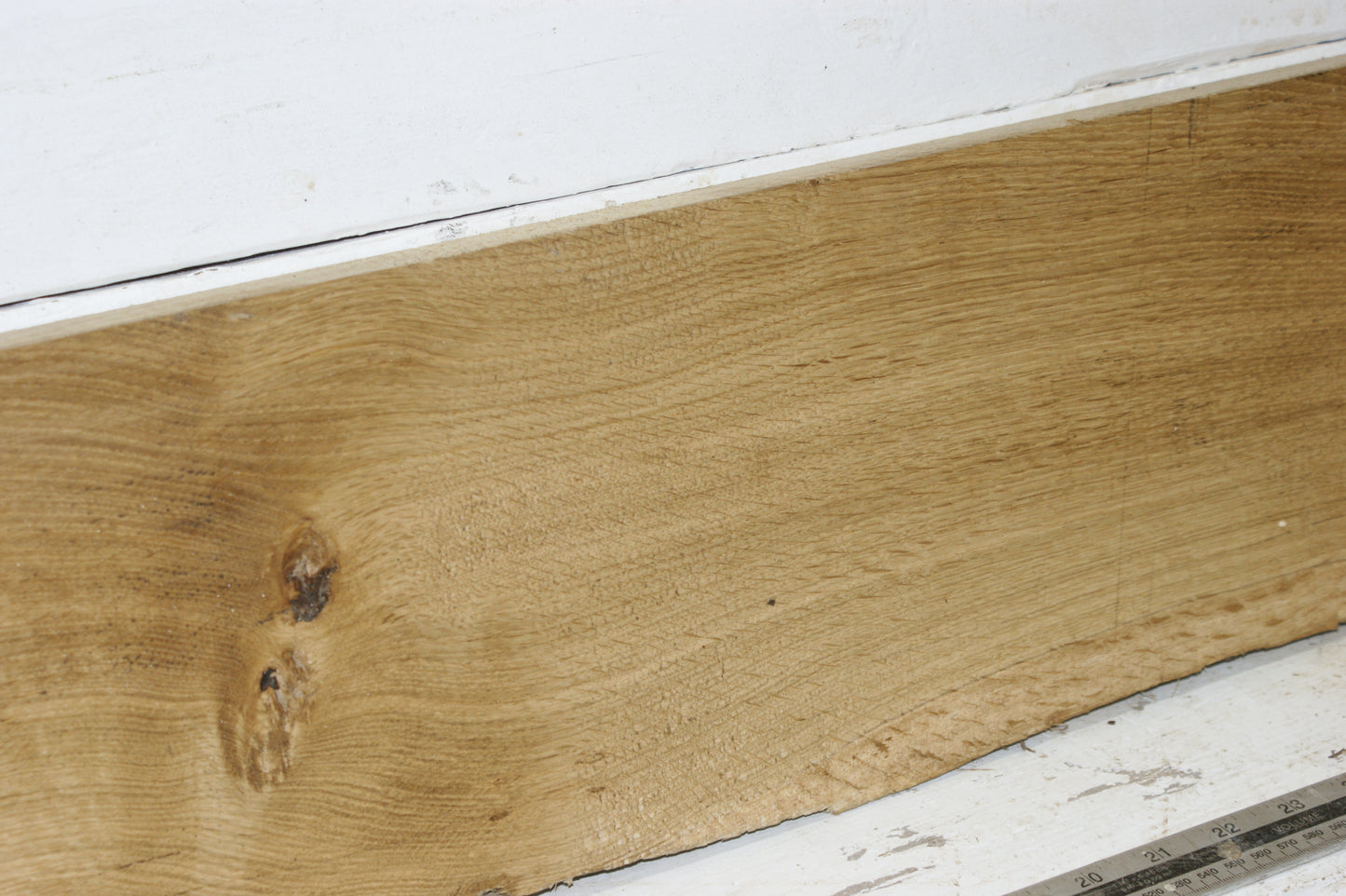 Oak mantle, 1481 L x 189 - 148 W x 31 D (mm) plank, hardwood timber (270)