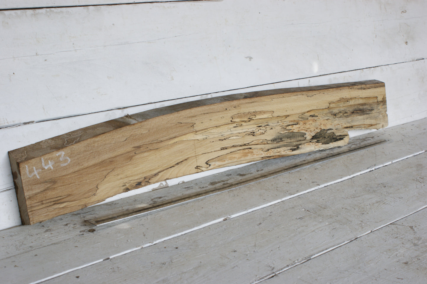 (443) SPALTED BEECH, HARDWOOD 1188 L x 168 - 134 W x 37 D (mm)