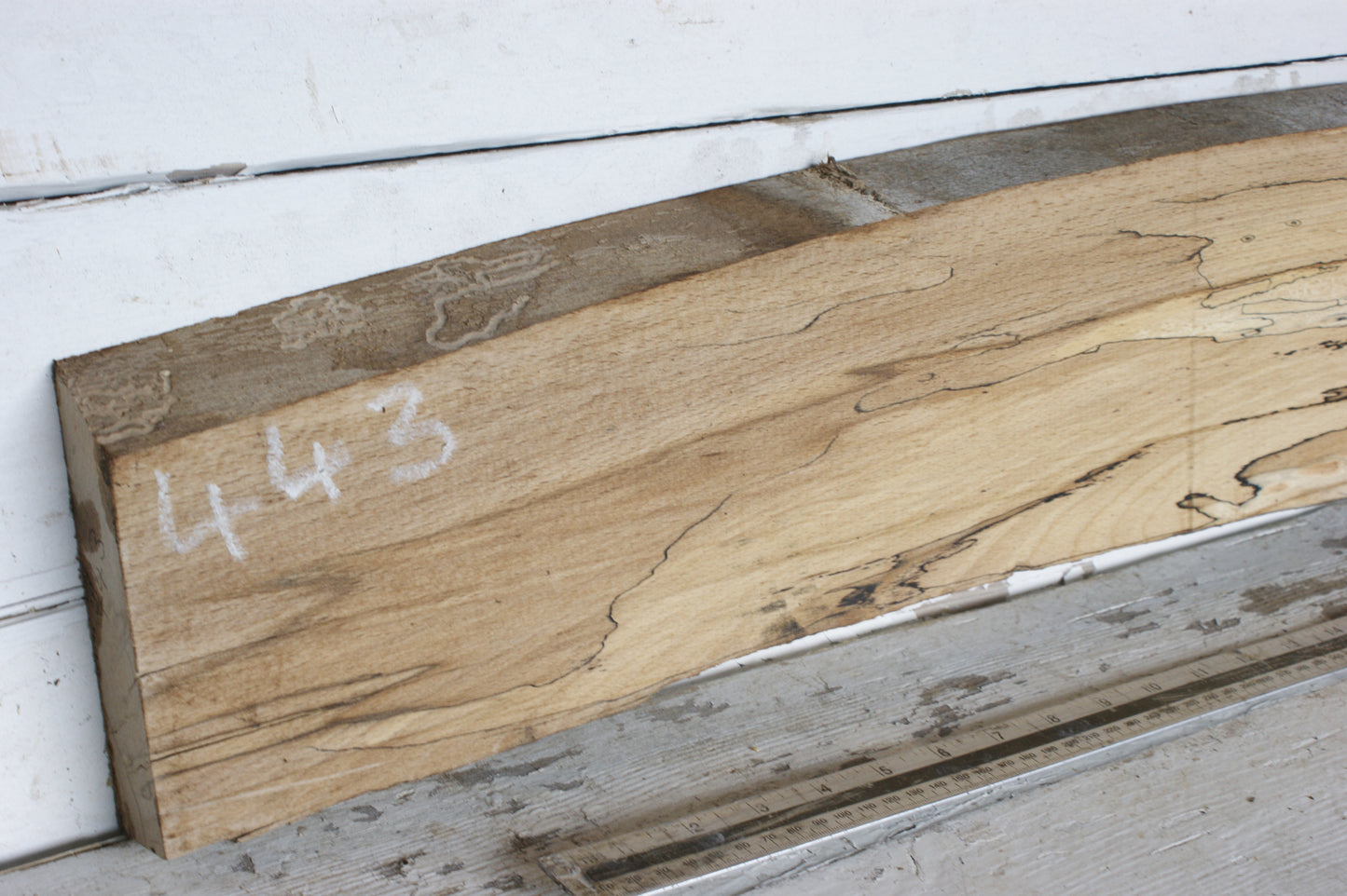 (443) SPALTED BEECH, HARDWOOD 1188 L x 168 - 134 W x 37 D (mm)