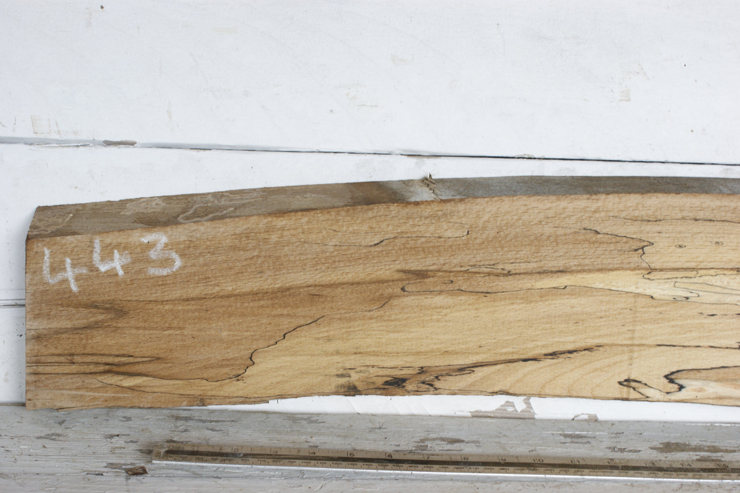 (443) SPALTED BEECH, HARDWOOD 1188 L x 168 - 134 W x 37 D (mm)