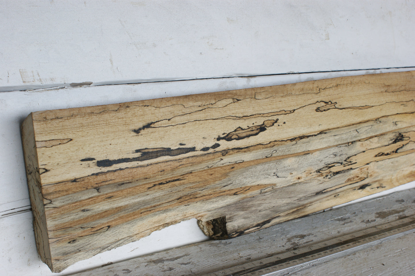 (443) SPALTED BEECH, HARDWOOD 1188 L x 168 - 134 W x 37 D (mm)