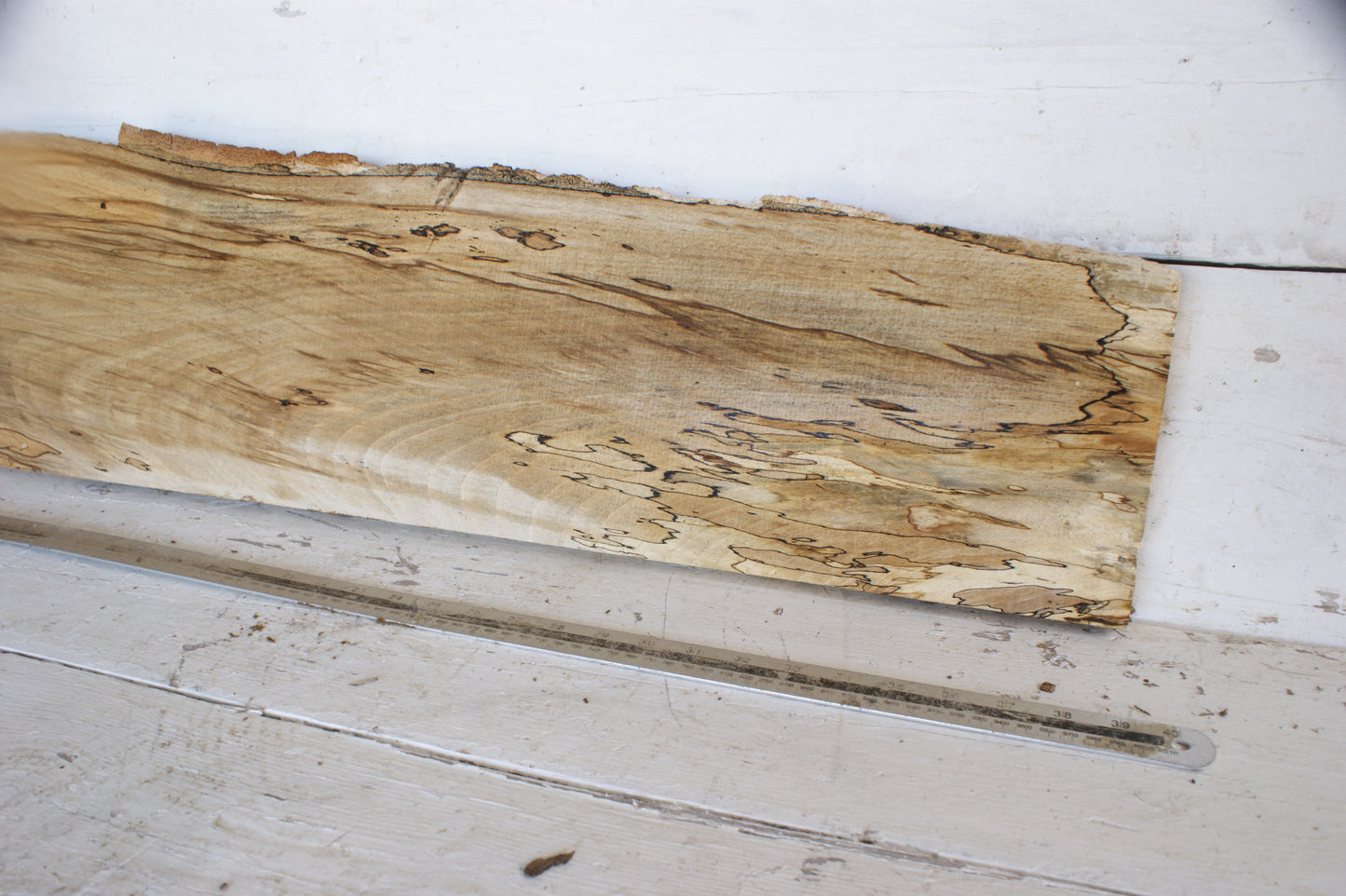 (484) SPALTED BEECH, HARDWOOD TIMBER, 1093 L x 256 - 180 W x 34 D (mm)