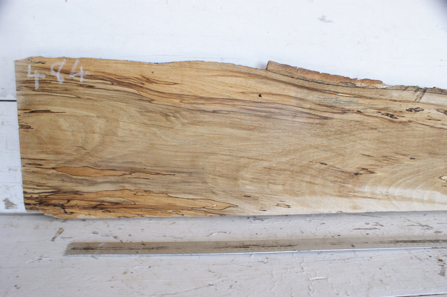 (484) SPALTED BEECH, HARDWOOD TIMBER, 1093 L x 256 - 180 W x 34 D (mm)