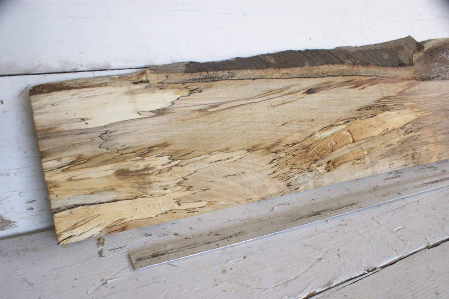 (484) SPALTED BEECH, HARDWOOD TIMBER, 1093 L x 256 - 180 W x 34 D (mm)