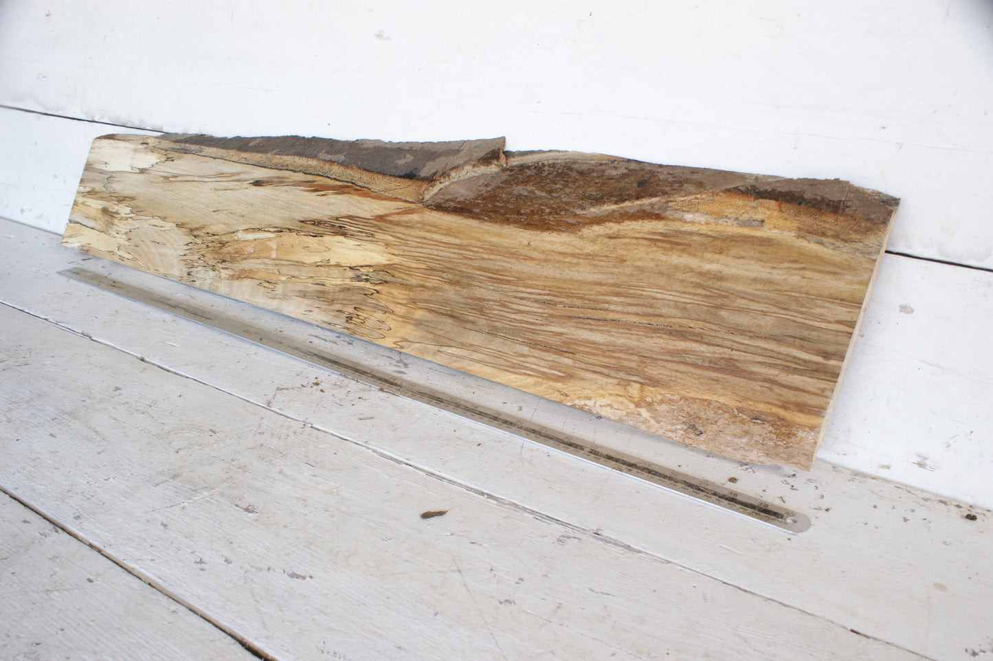 (484) SPALTED BEECH, HARDWOOD TIMBER, 1093 L x 256 - 180 W x 34 D (mm)