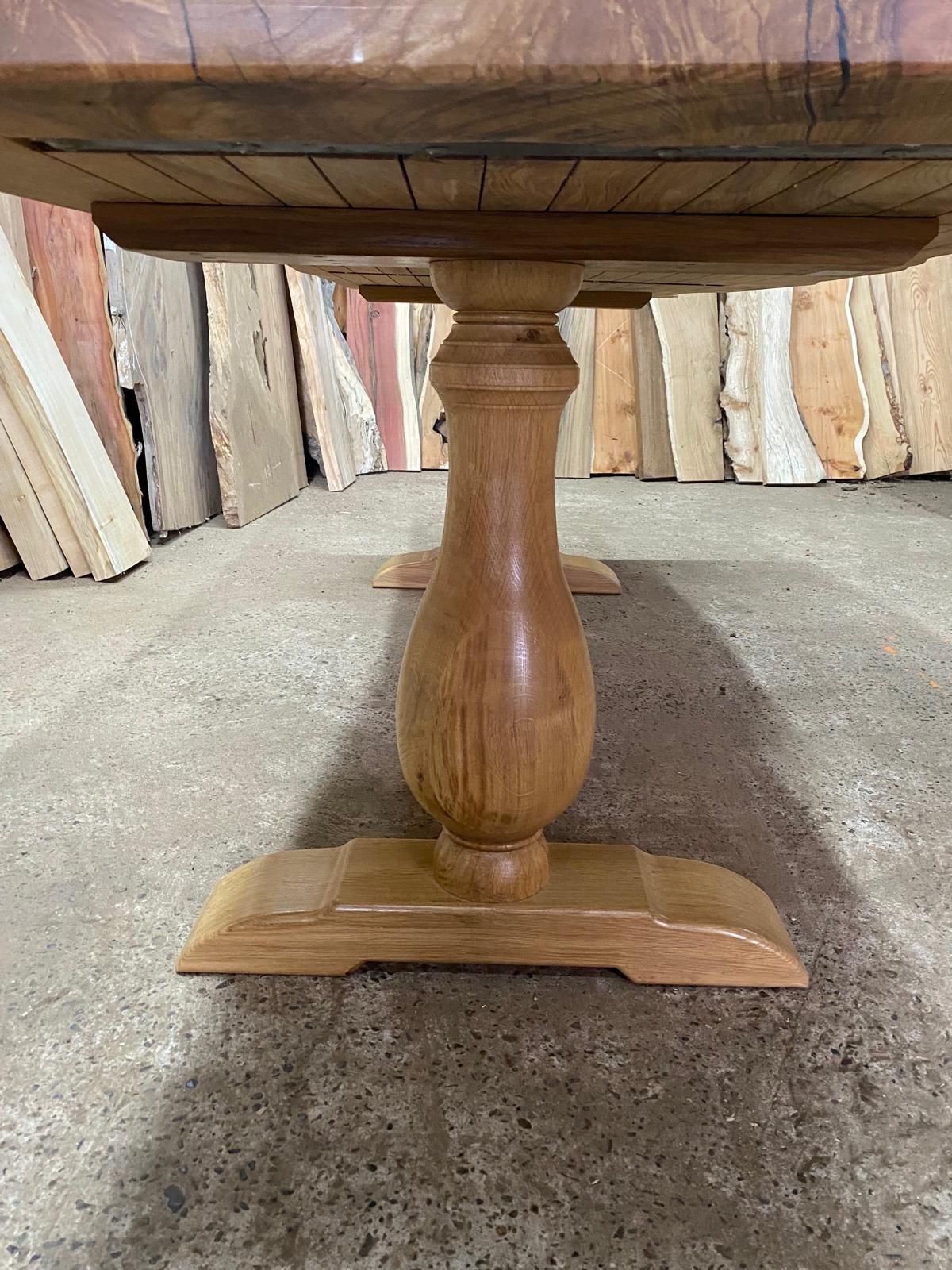 Hardwood Ash Dining Table With Turned Oak Legs 8-10 Seater