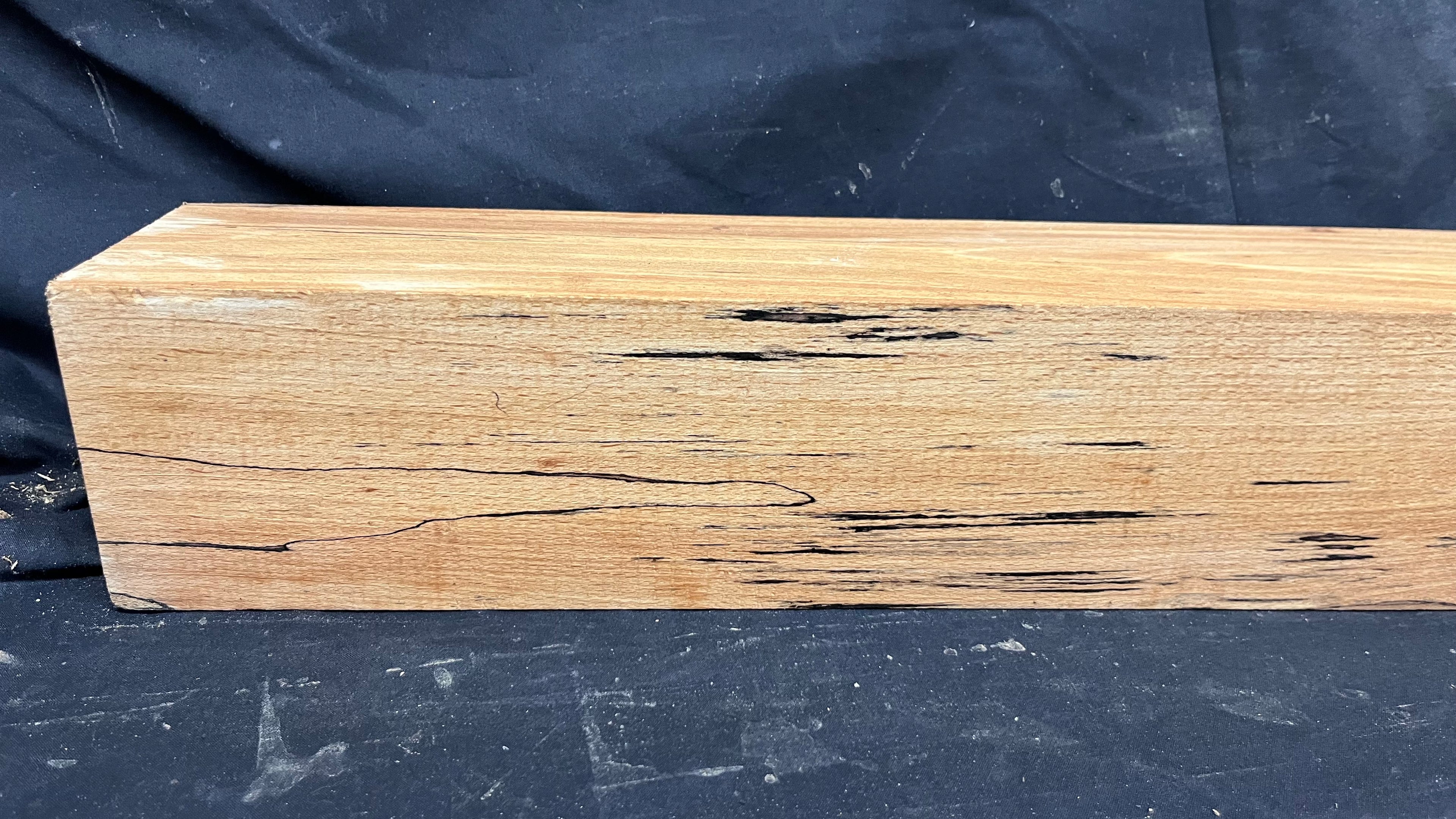 Spalted beech wood turning block, 758 L x 100 W x 95 D mm    (399)