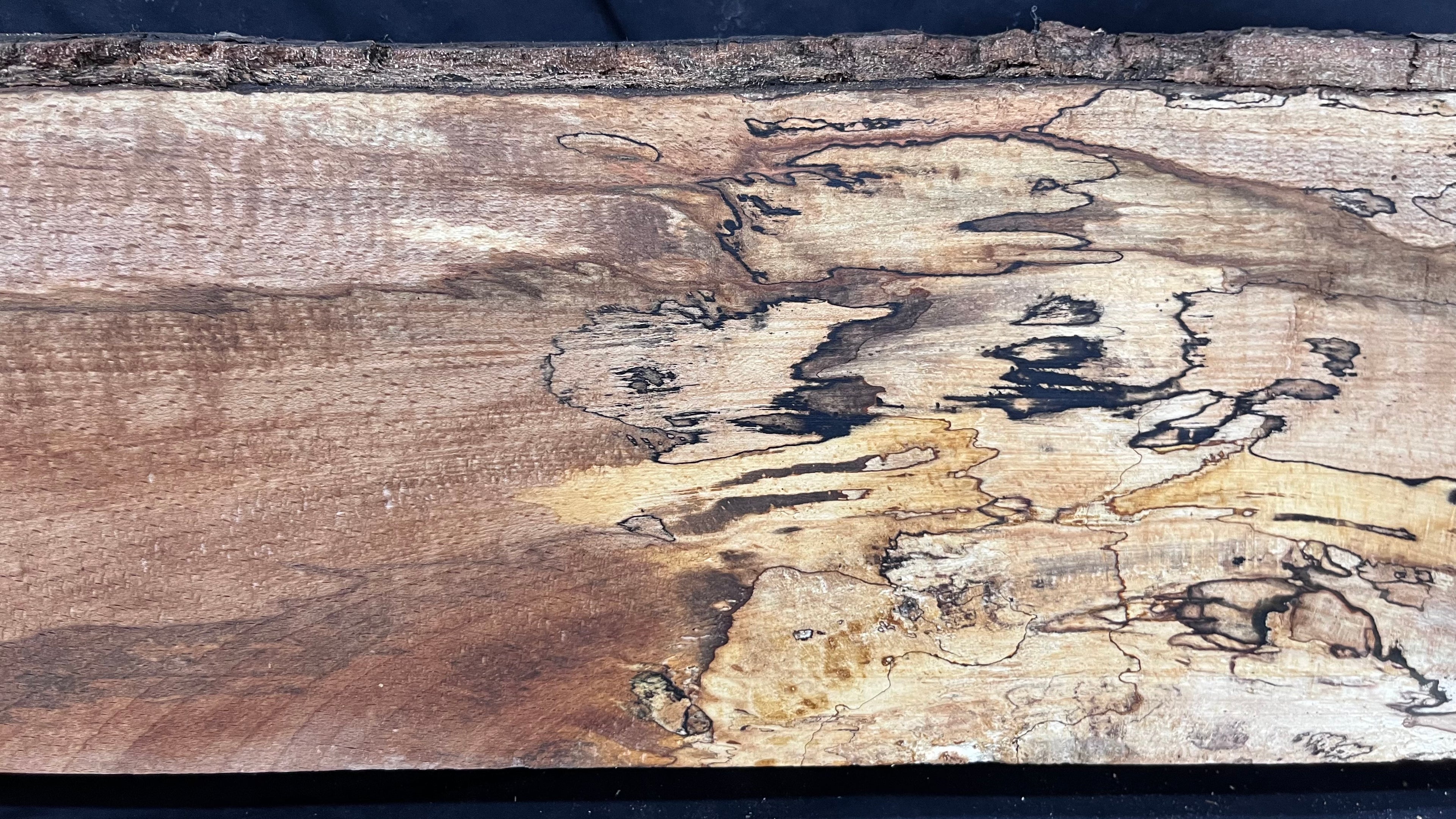 Spalted beech wood turning, furniture making, 1500 L x 240 W x 104 D mm    (402)