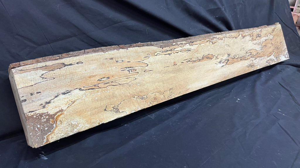 Spalted beech wood turning, furniture making, 1500 L x 240 W x 104 D mm    (402)