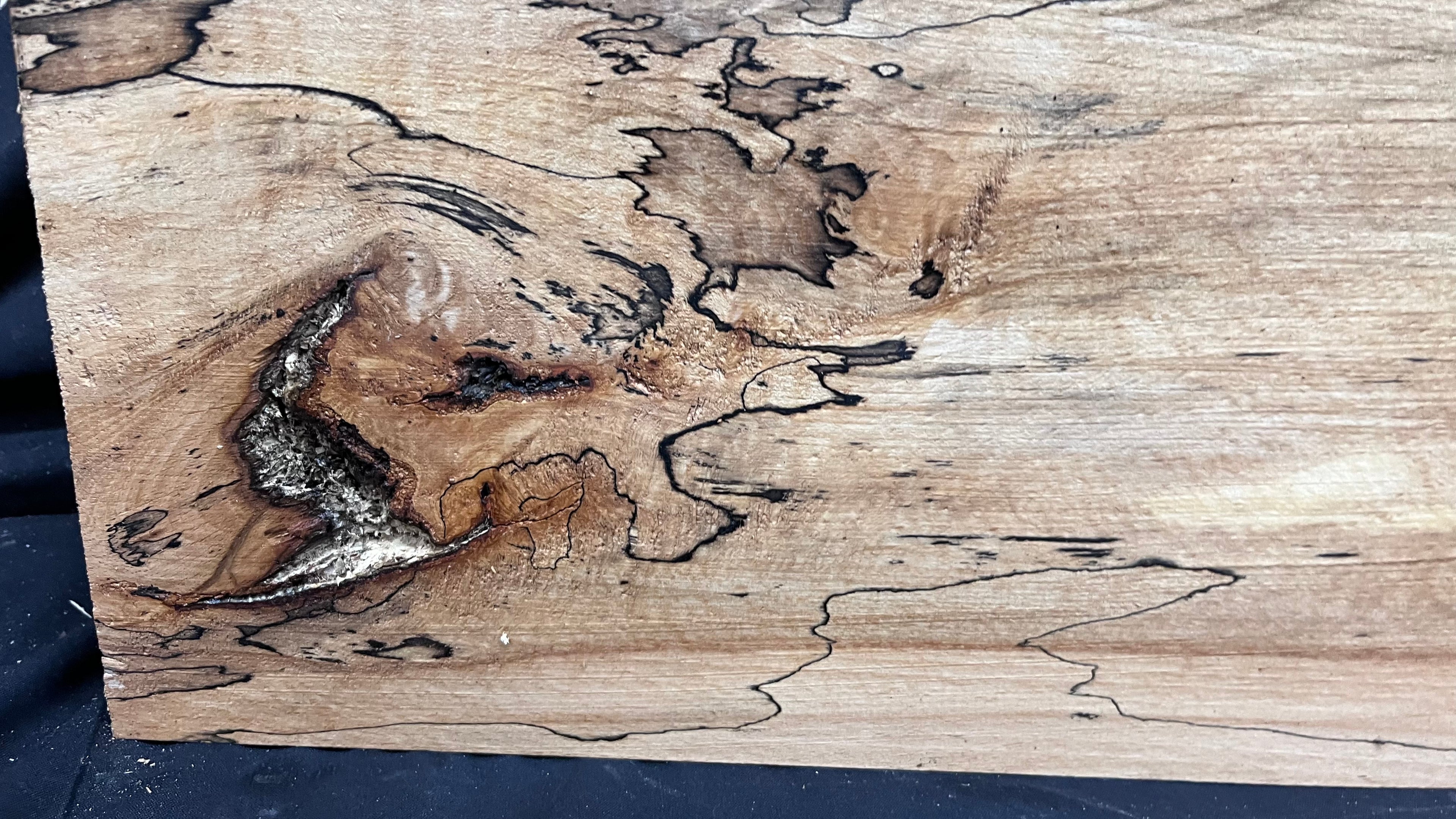 Spalted beech wood turning, furniture making, 880 L x 232 W x 96 D mm    (404)