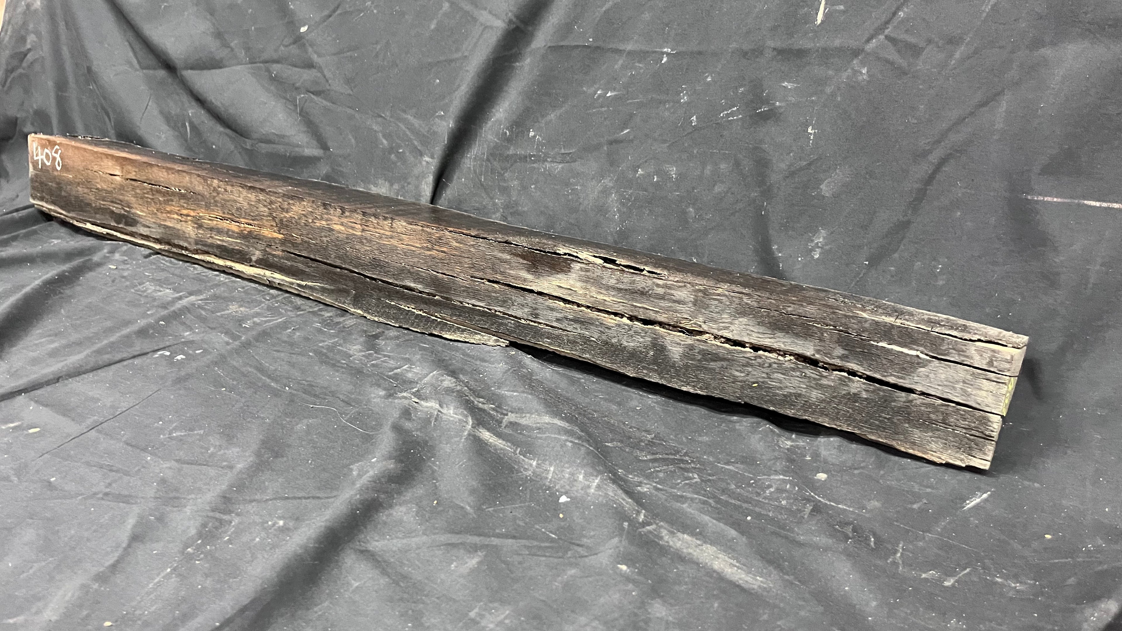 Bog oak mantle, rare wood 2000+ years old, 1365 L x 118 W x 95 D mm    (408)