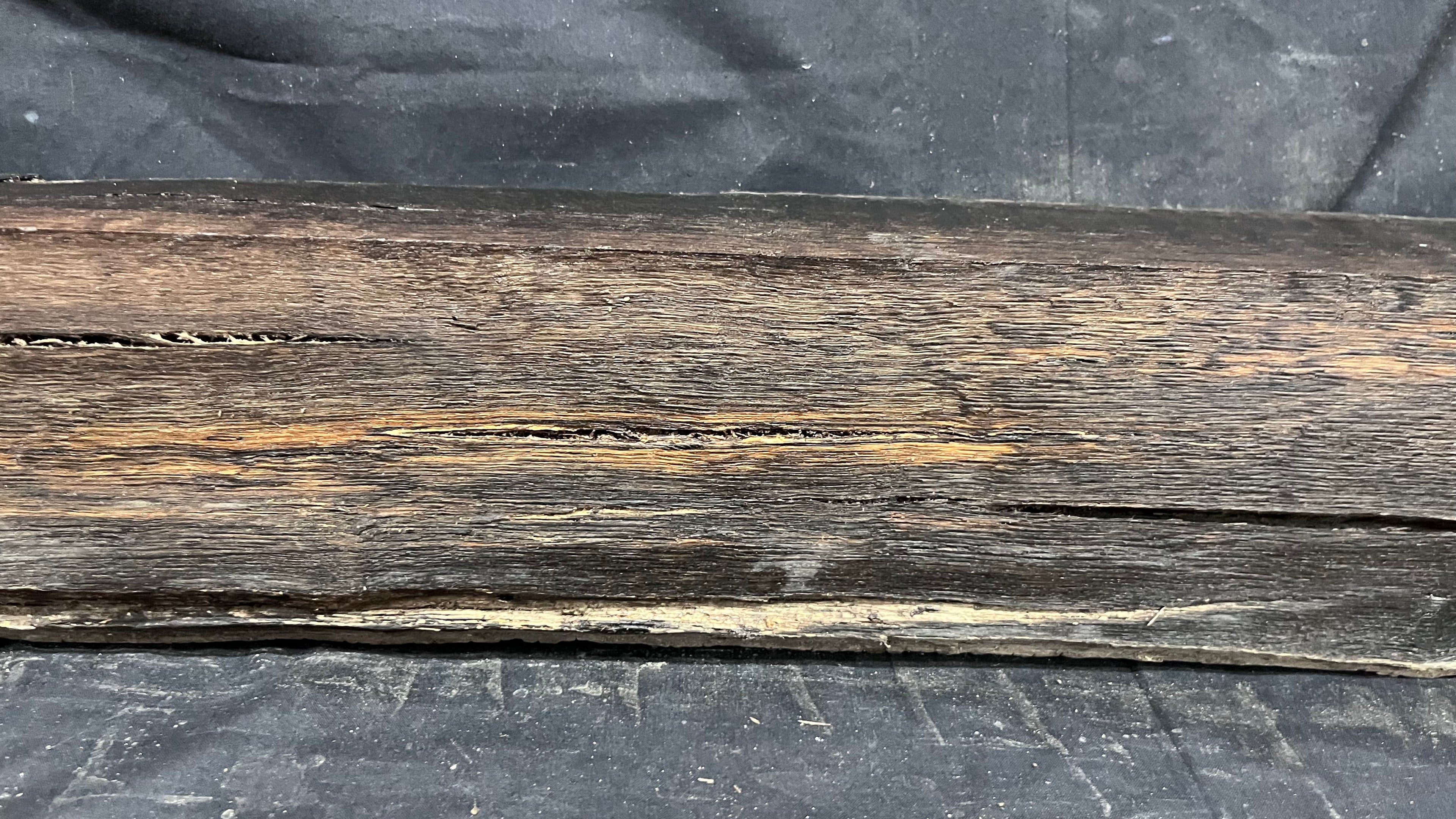 Bog oak mantle, rare wood 2000+ years old, 1365 L x 118 W x 95 D mm    (408)