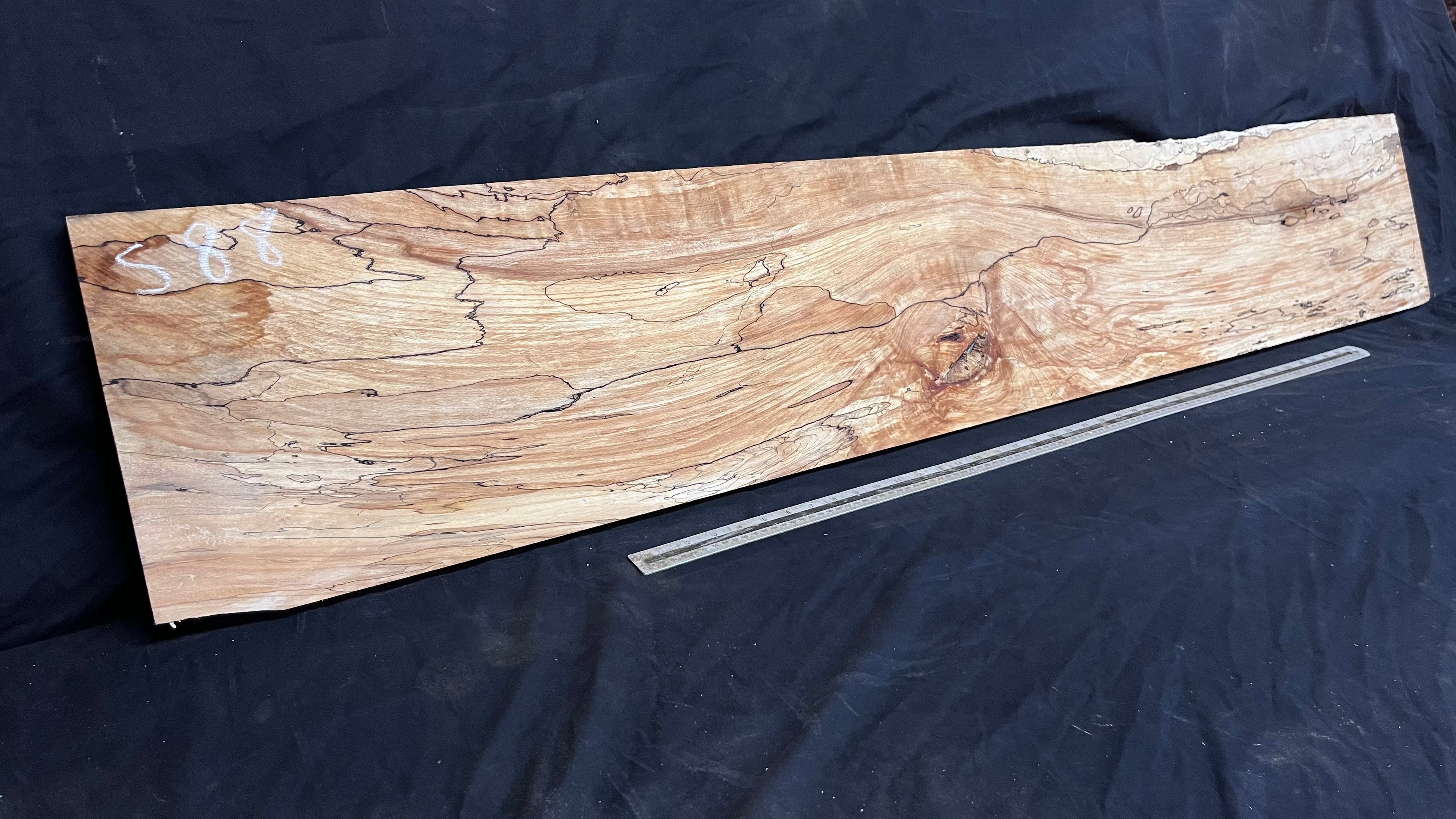 Spalted beech wood turning, tone wood, joinery 1600 L x 292 W x 22 D mm    (588)