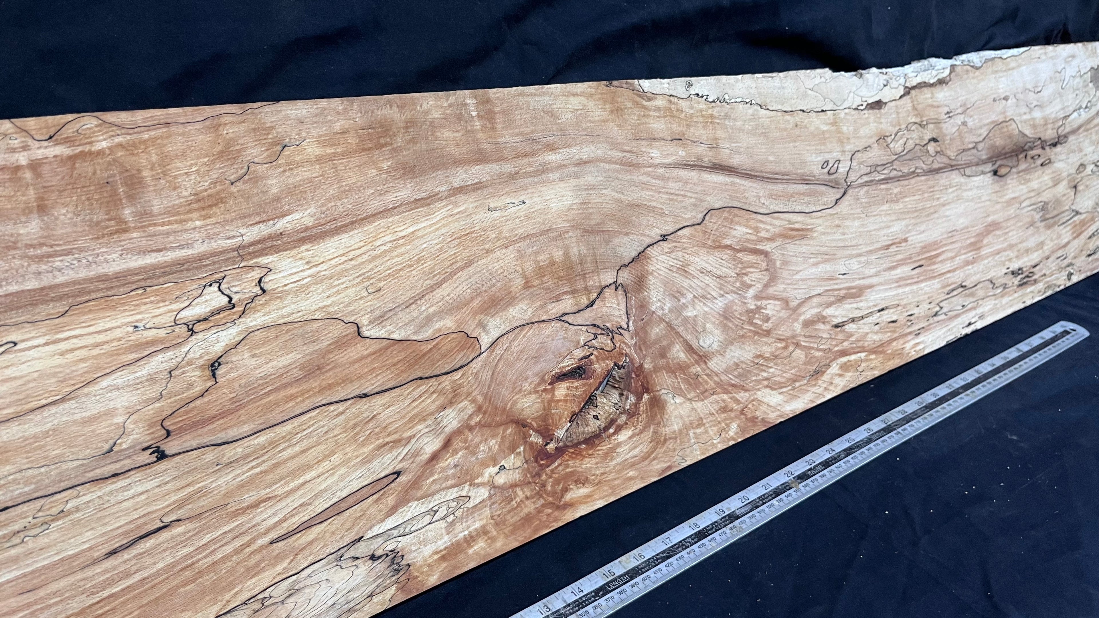 Spalted beech wood turning, tone wood, joinery 1600 L x 292 W x 22 D mm    (588)