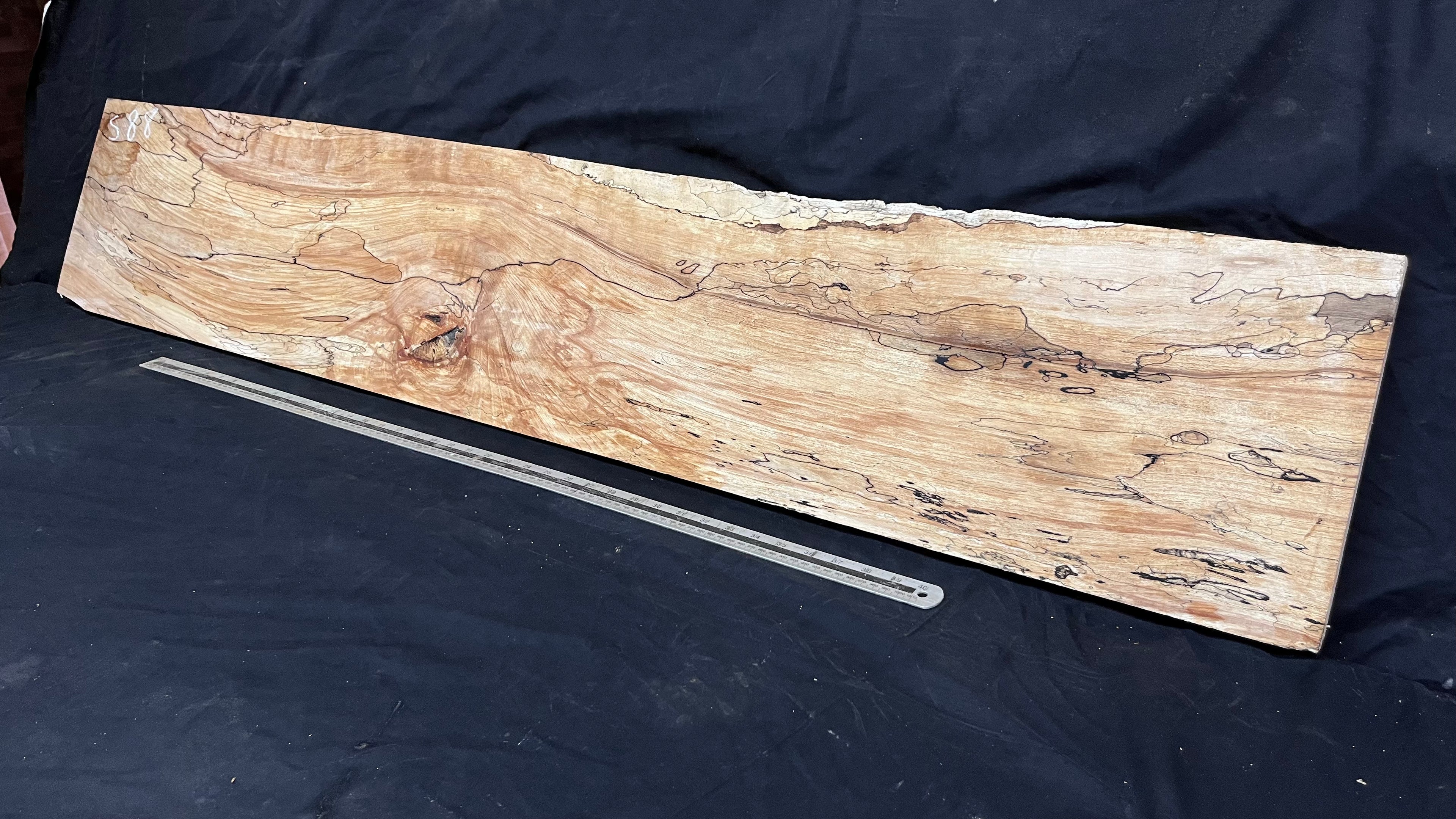 Spalted beech wood turning, tone wood, joinery 1600 L x 292 W x 22 D mm    (588)