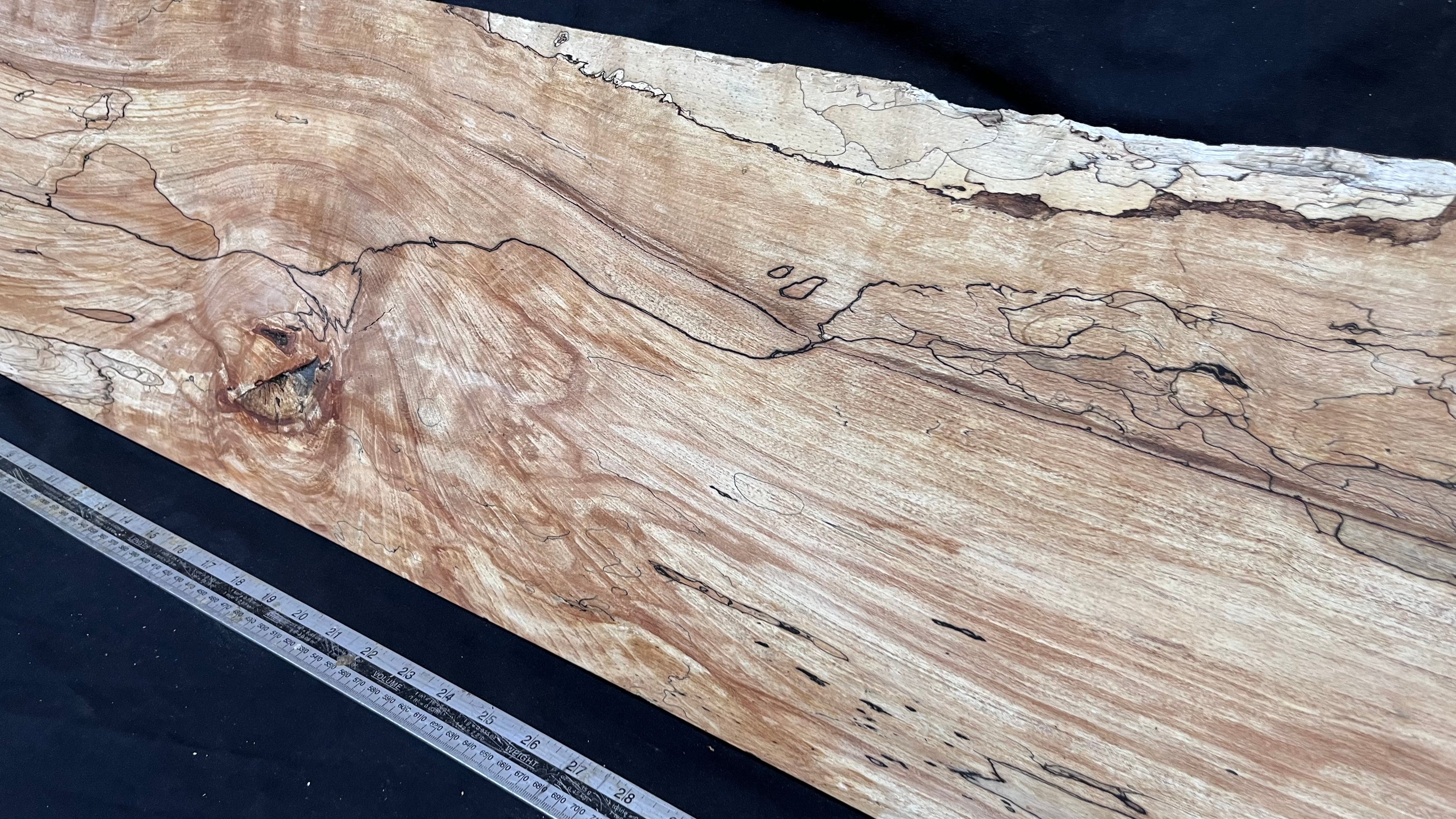 Spalted beech wood turning, tone wood, joinery 1600 L x 292 W x 22 D mm    (588)