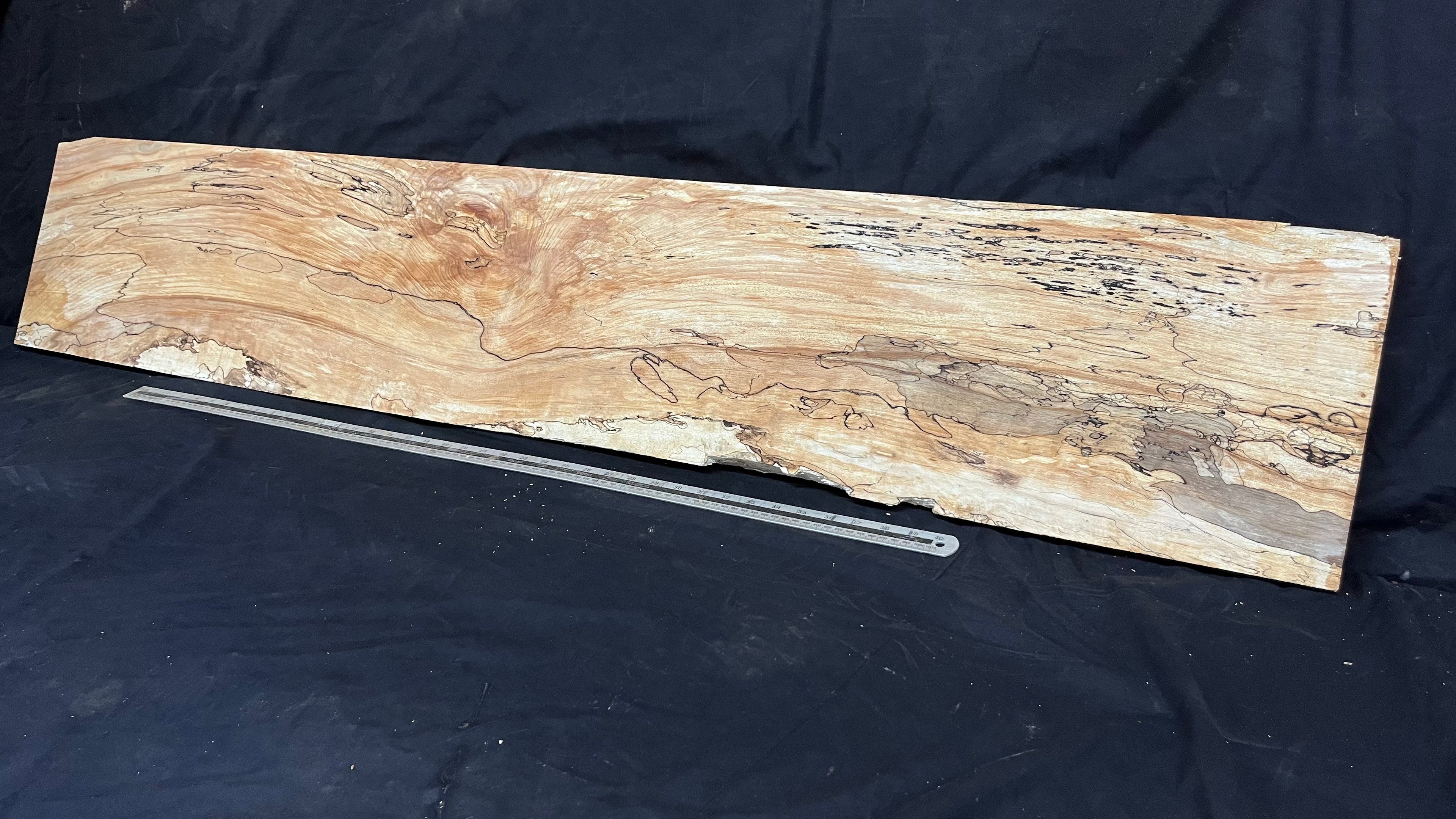 Spalted beech wood turning, tone wood, joinery 1600 L x 292 W x 22 D mm    (588)
