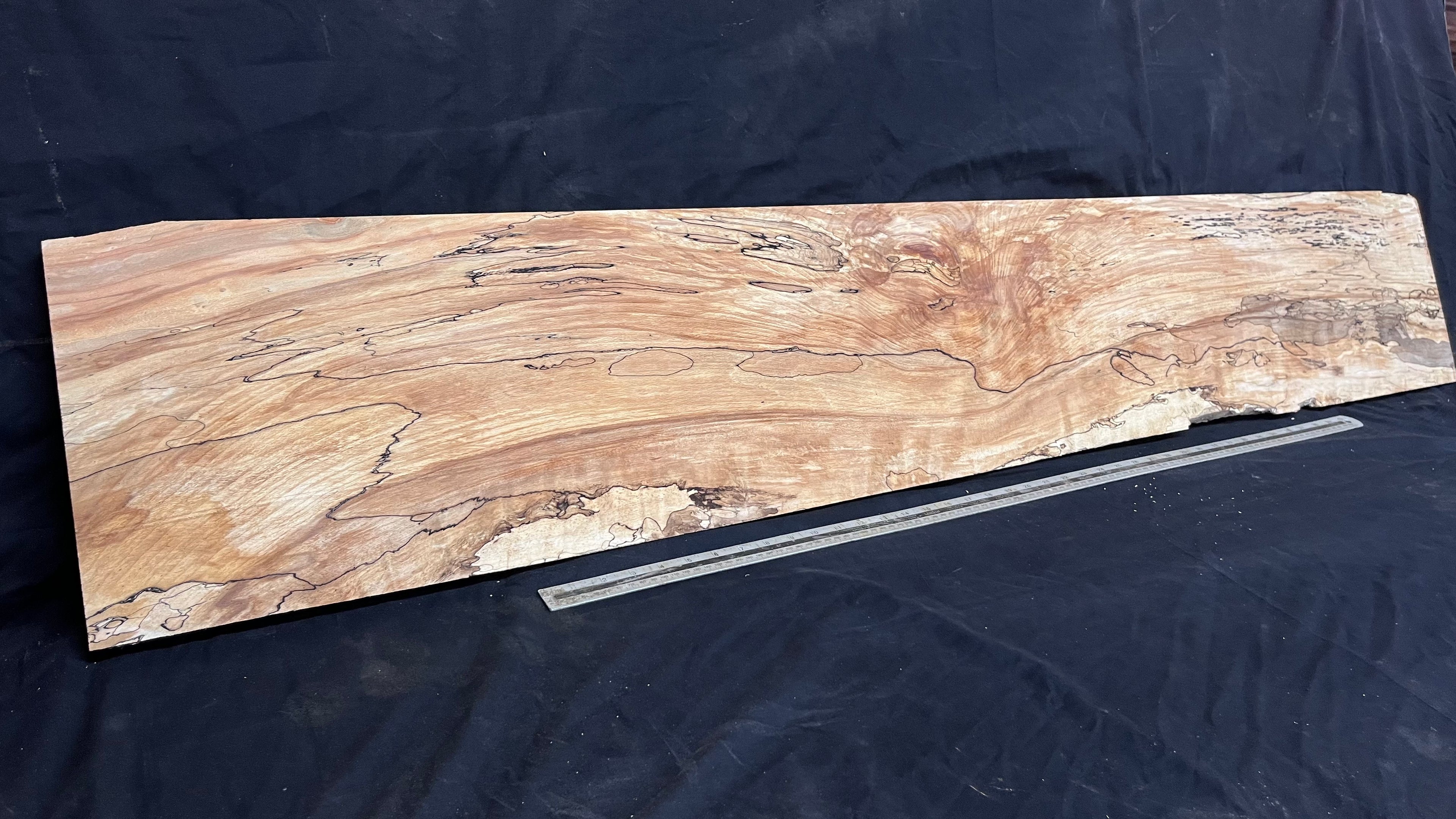 Spalted beech wood turning, tone wood, joinery 1600 L x 292 W x 22 D mm    (588)