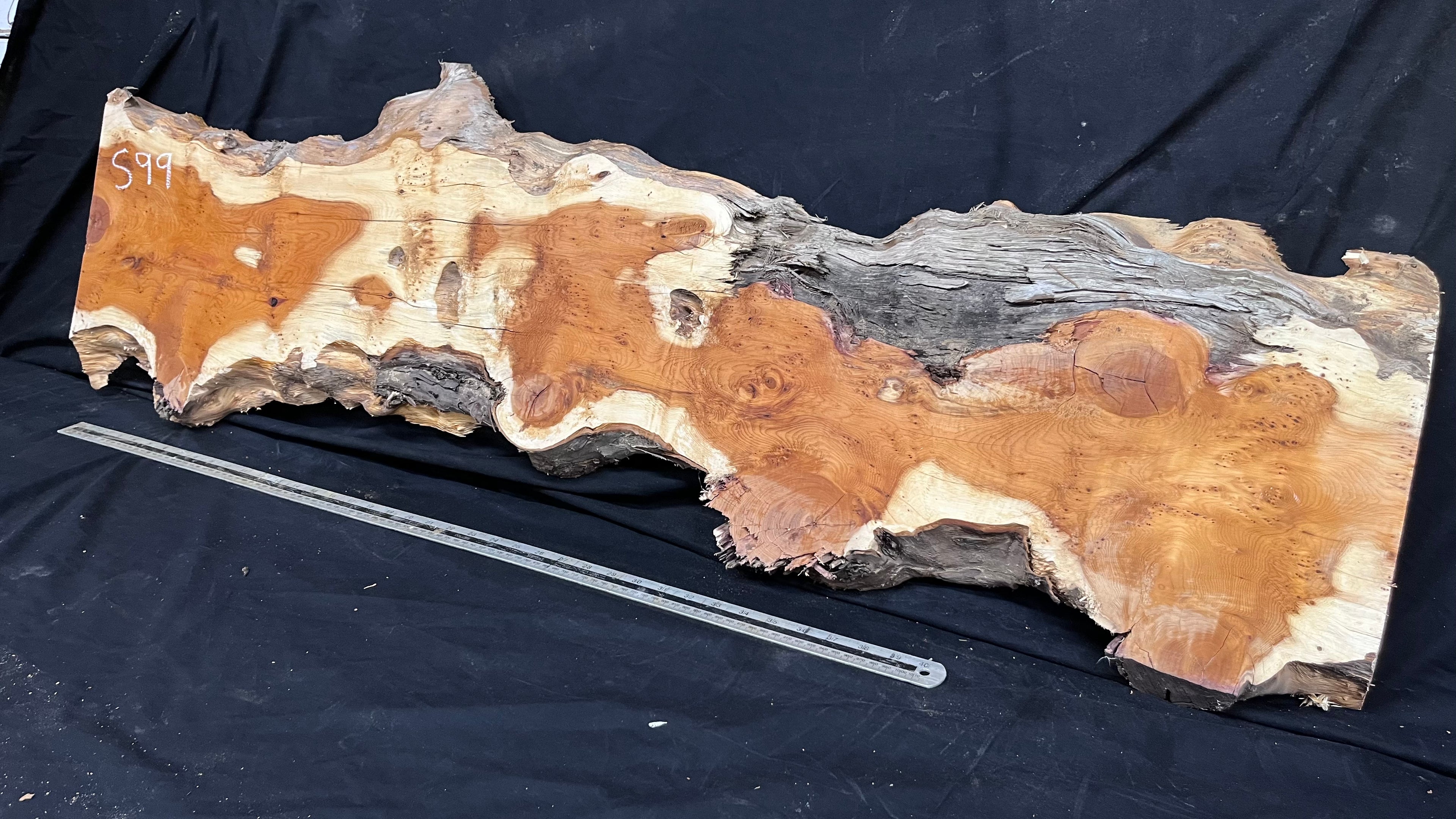 Pippy Yew coffee table top, hardwood, slab, board, 1342 L x 336 W x 42 D mm    (599)
