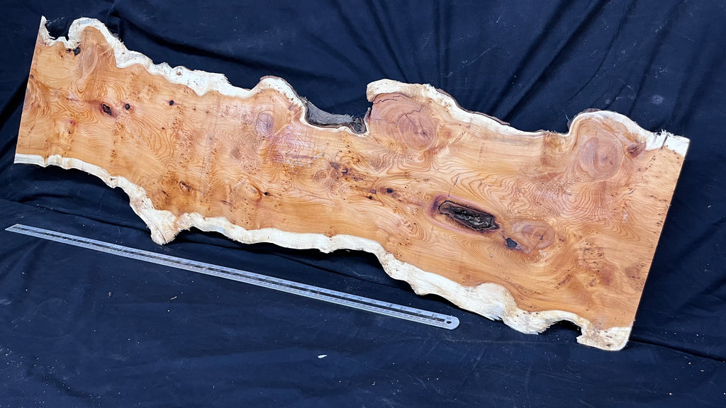 Pippy Yew coffee table top, hardwood, slab, board, 1342 L x 336 W x 42 D mm    (599)