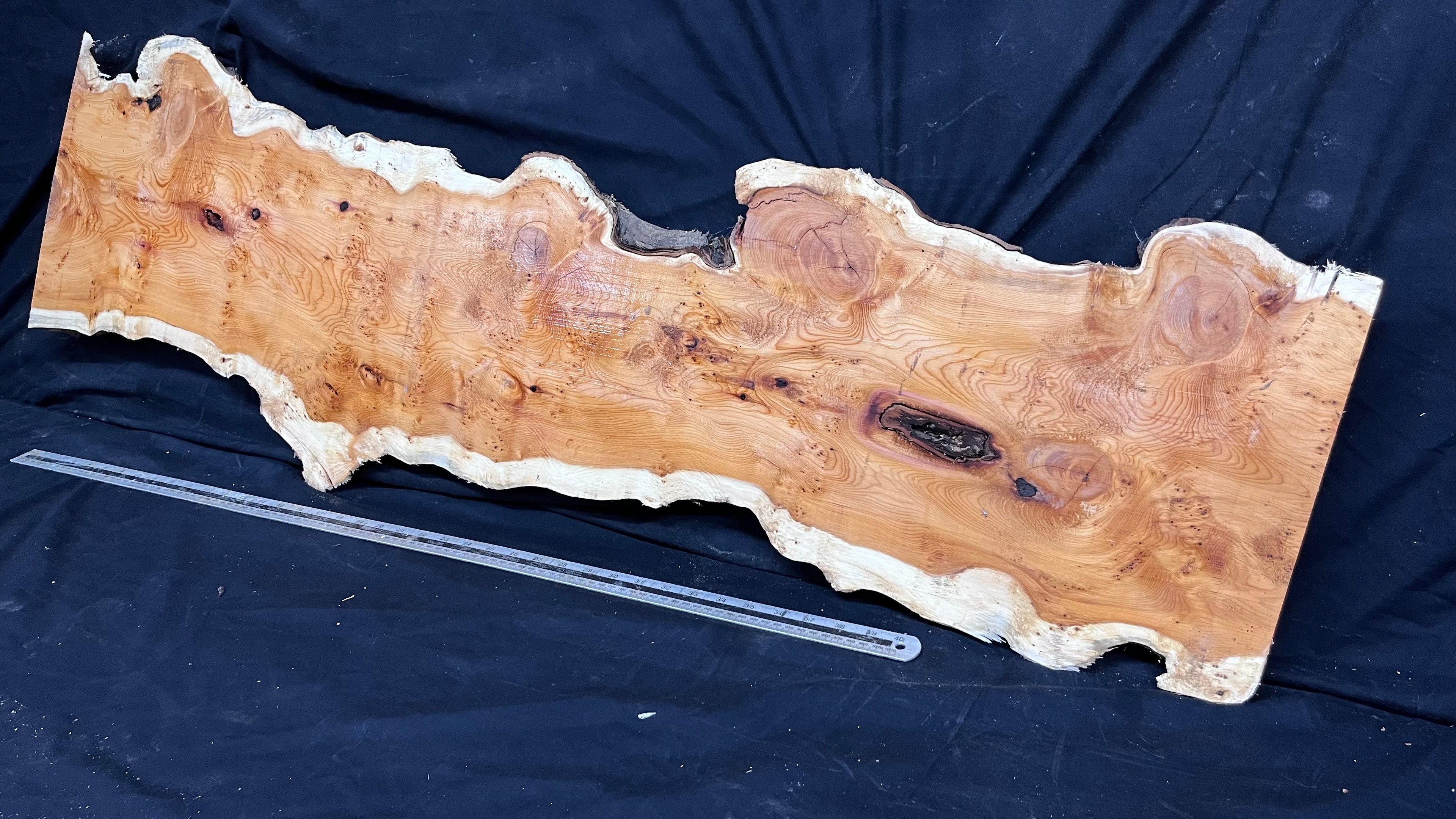 Pippy Yew coffee table top, hardwood, slab, board, 1342 L x 336 W x 42 D mm    (599)