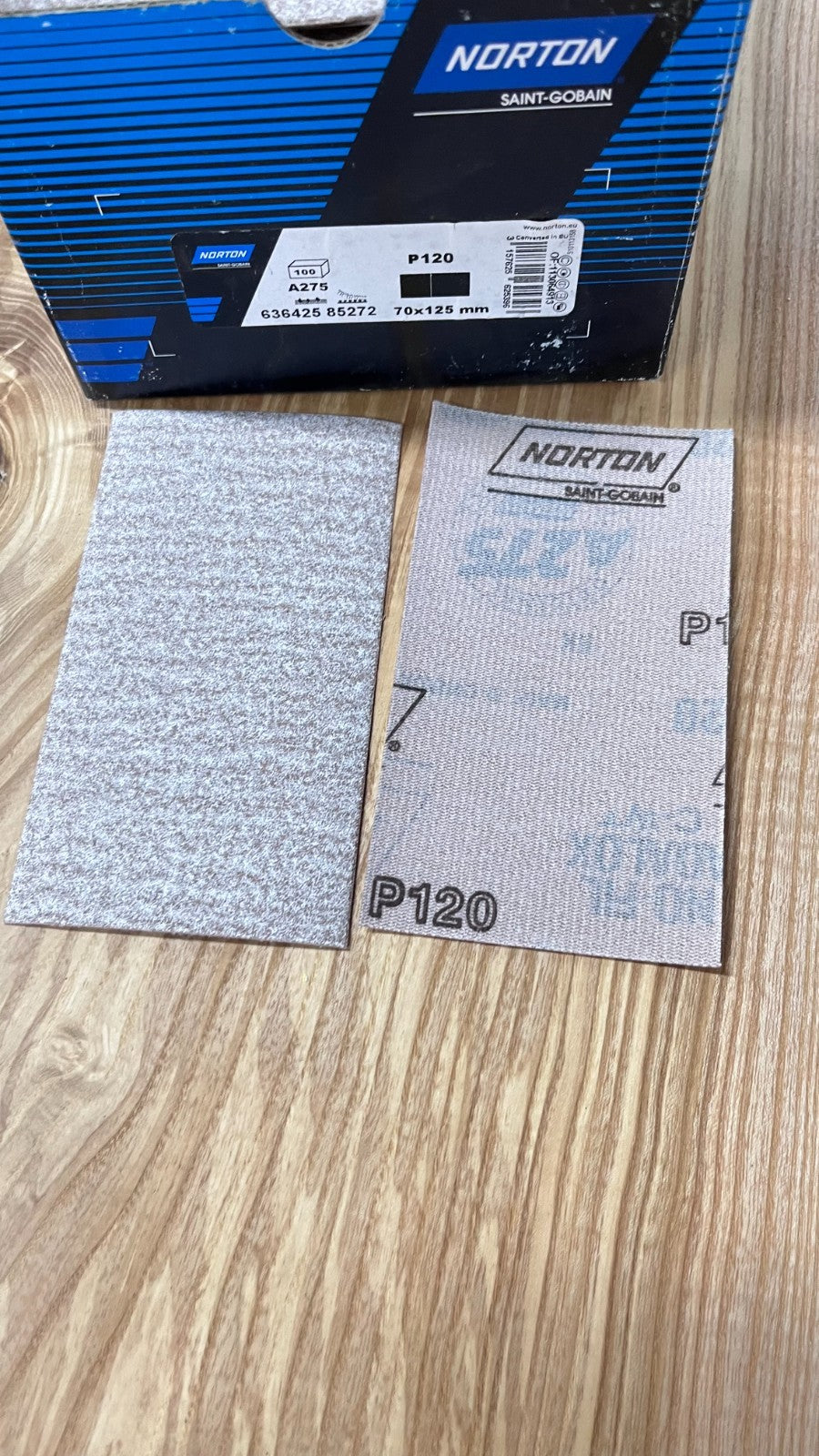 Norton Saint-Gobain P120 70 x 125 mm, 100 new sanding pads hook and loop
