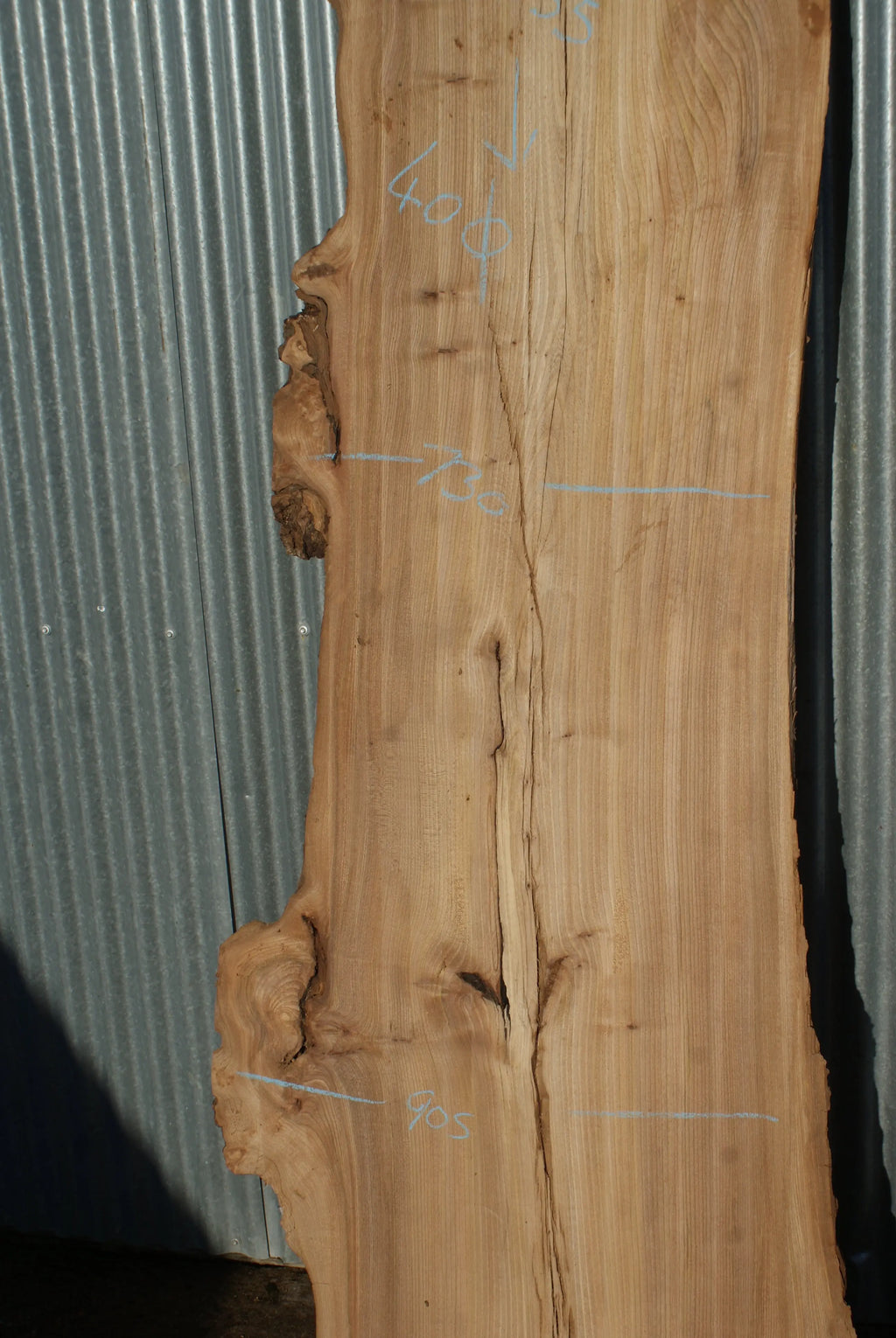 Large Elm Slab Kiln Dried 2755 L x 905 - 604 W x 40 D mm   (274) elm