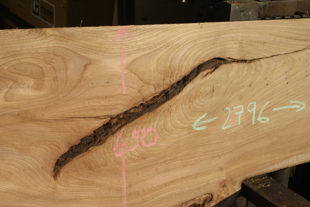 Elm Slab, Kiln Dried 2796 L x 650 - 378 W x 39 D mm   (288) elm