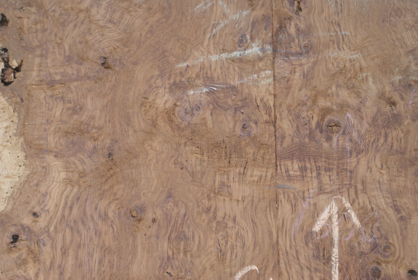 Book Matched Brown Burr Oak Table 1600 L x 1000 - 545 W x 38 D mm