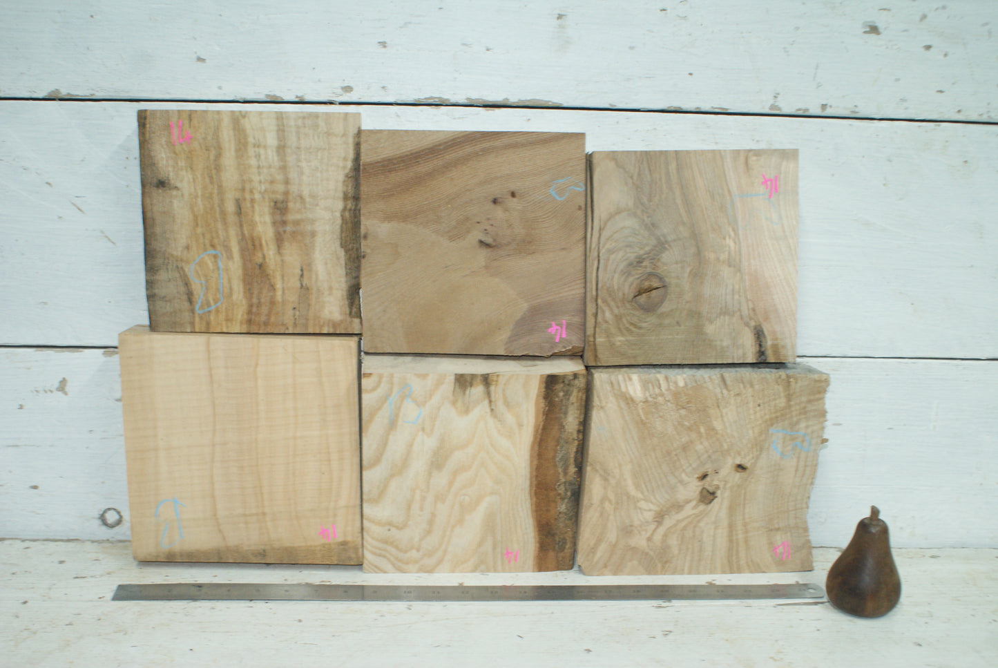 6 x Wood Turning Blanks 7x7, 8x8, x 2 "  B Grade   (014)