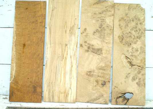 4x Thin mixed tone wood planks, 590 L x 185 W x 4 - 20 D (mm)     (390)